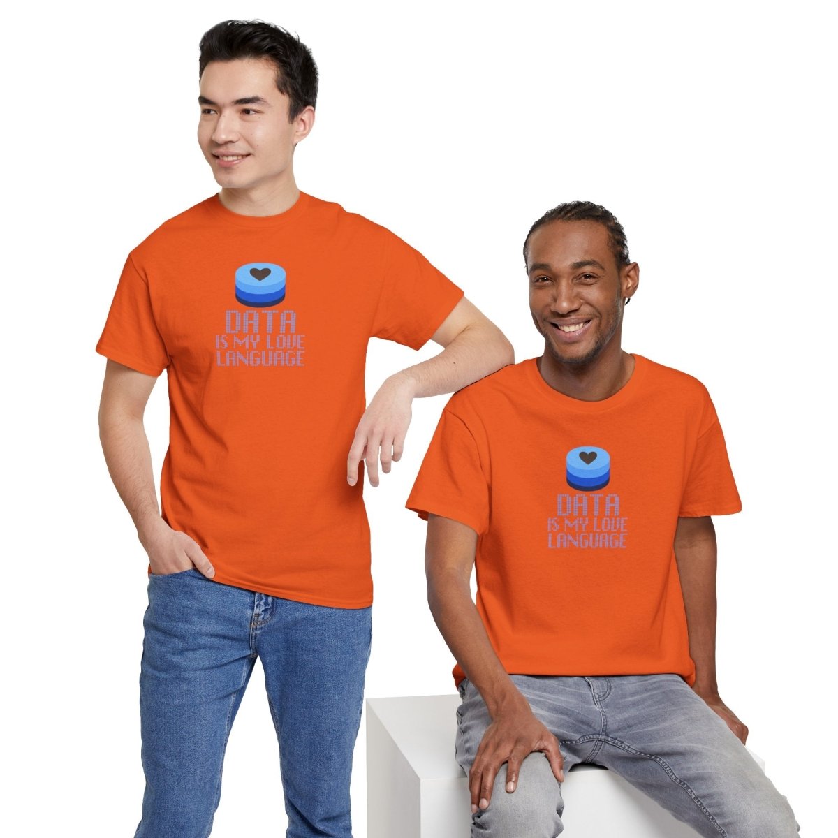 "Data is My Love Language" CW - 2 Casual Unisex Cotton T-Shirt, Tech Enthusiast Gift, Cute Data Lover Apparel, Geeky Gift for Him Her - AI Tee Hero