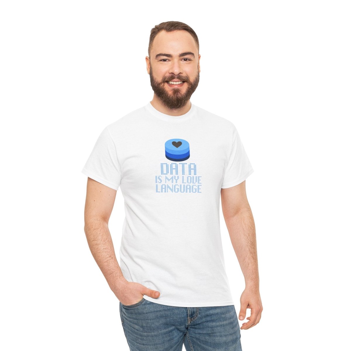 "Data is My Love Language" CW - 2 Casual Unisex Cotton T-Shirt, Tech Enthusiast Gift, Cute Data Lover Apparel, Geeky Gift for Him Her - AI Tee Hero