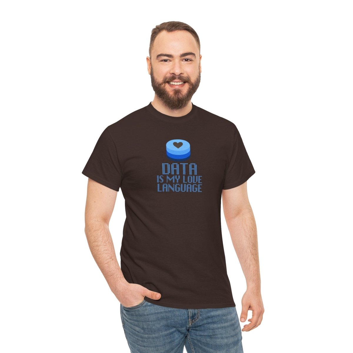 "Data is My Love Language" CW - 2 Casual Unisex Cotton T-Shirt, Tech Enthusiast Gift, Cute Data Lover Apparel, Geeky Gift for Him Her - AI Tee Hero