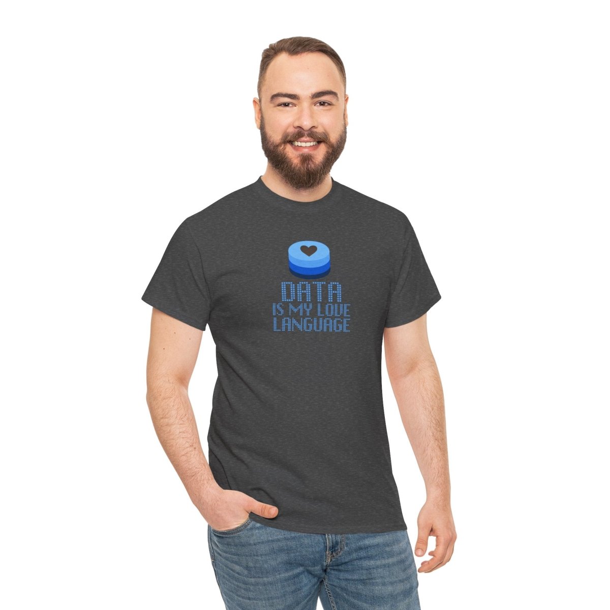 "Data is My Love Language" CW - 2 Casual Unisex Cotton T-Shirt, Tech Enthusiast Gift, Cute Data Lover Apparel, Geeky Gift for Him Her - AI Tee Hero