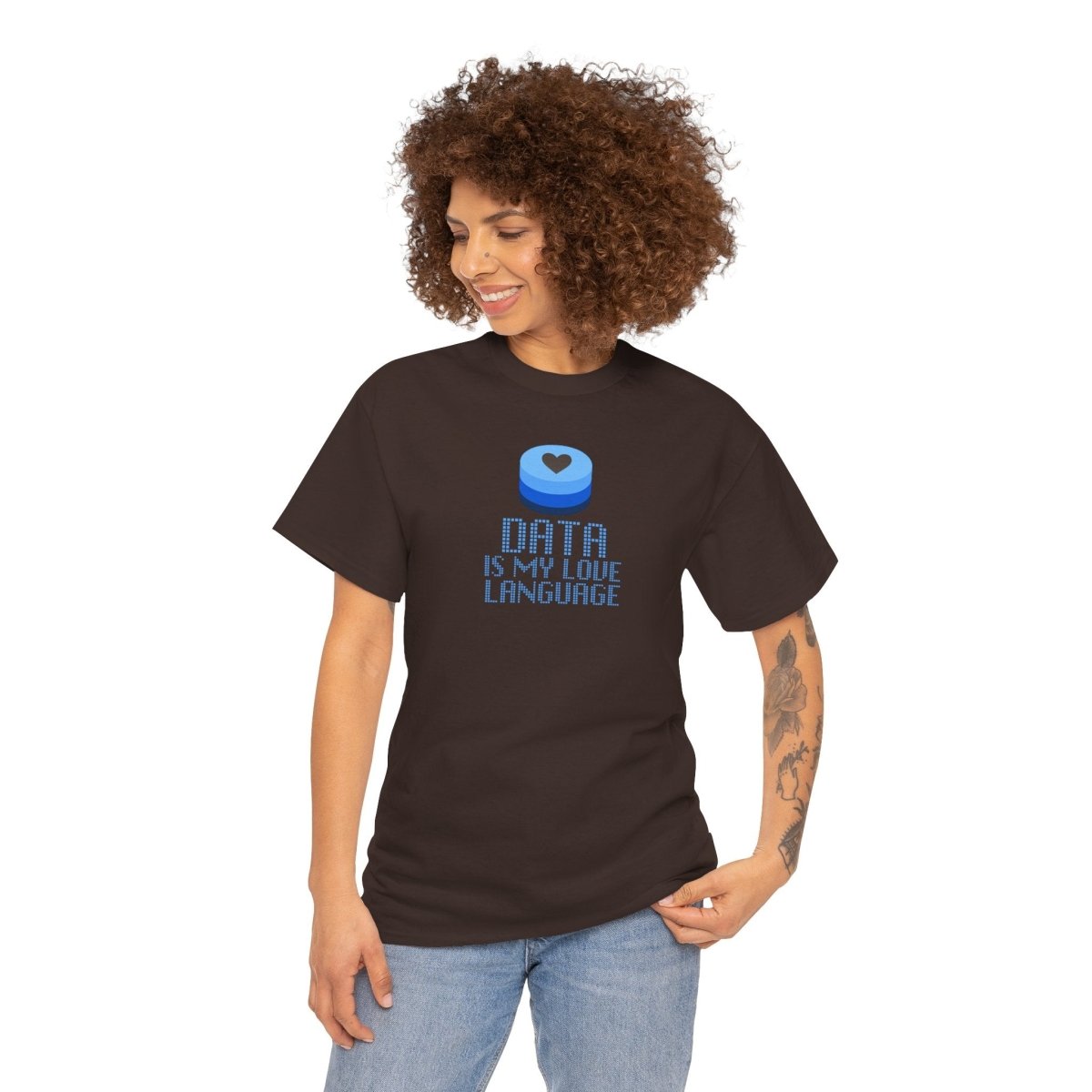 "Data is My Love Language" CW - 2 Casual Unisex Cotton T-Shirt, Tech Enthusiast Gift, Cute Data Lover Apparel, Geeky Gift for Him Her - AI Tee Hero