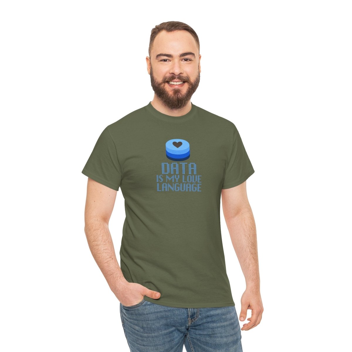 "Data is My Love Language" CW - 2 Casual Unisex Cotton T-Shirt, Tech Enthusiast Gift, Cute Data Lover Apparel, Geeky Gift for Him Her - AI Tee Hero