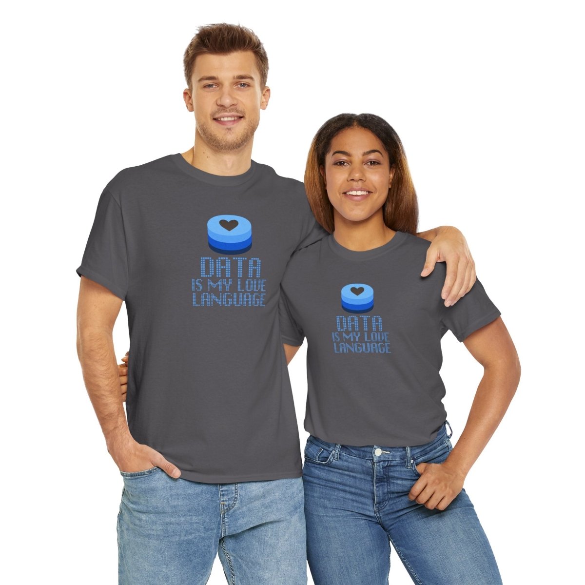"Data is My Love Language" CW - 2 Casual Unisex Cotton T-Shirt, Tech Enthusiast Gift, Cute Data Lover Apparel, Geeky Gift for Him Her - AI Tee Hero