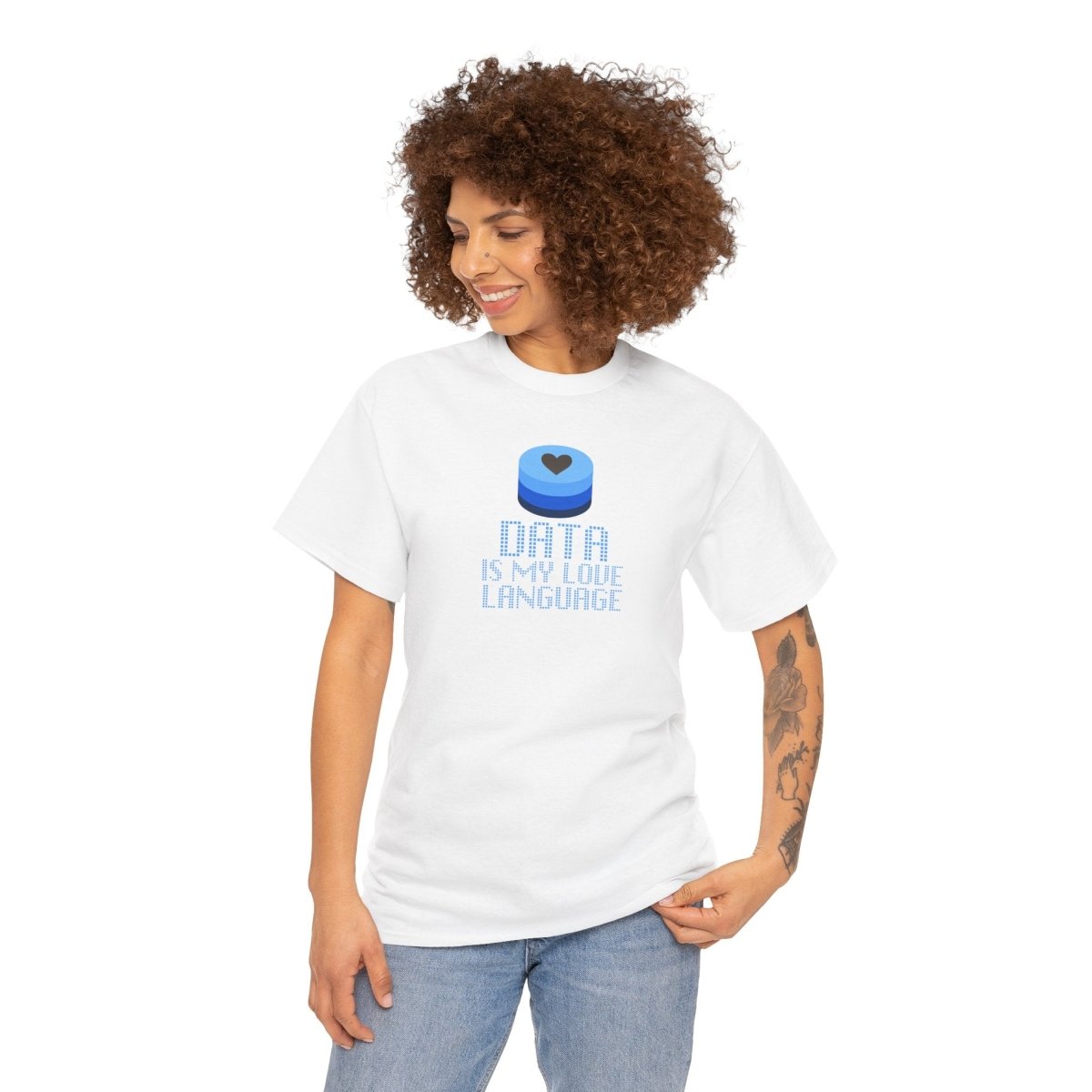 "Data is My Love Language" CW - 2 Casual Unisex Cotton T-Shirt, Tech Enthusiast Gift, Cute Data Lover Apparel, Geeky Gift for Him Her - AI Tee Hero