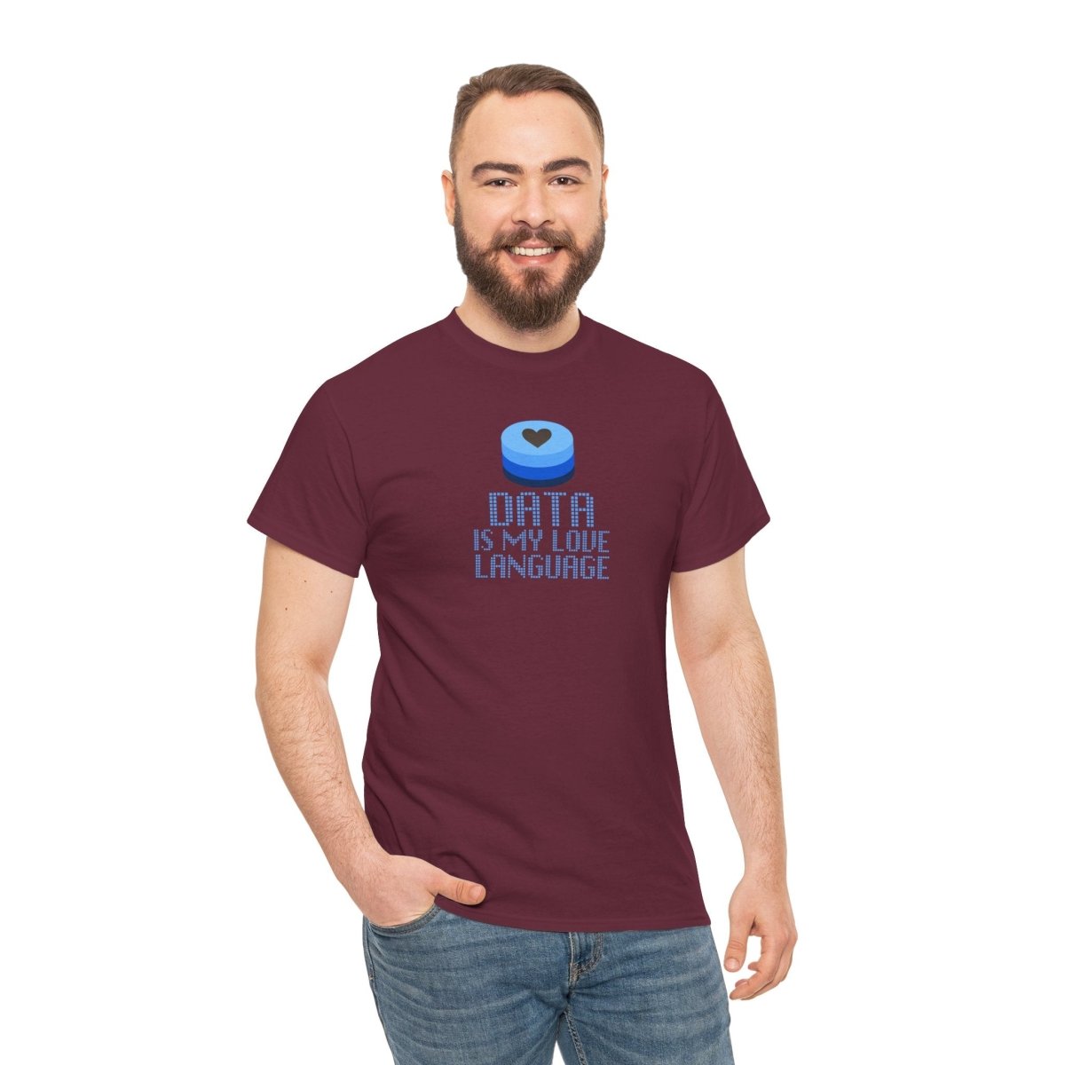 "Data is My Love Language" CW - 2 Casual Unisex Cotton T-Shirt, Tech Enthusiast Gift, Cute Data Lover Apparel, Geeky Gift for Him Her - AI Tee Hero