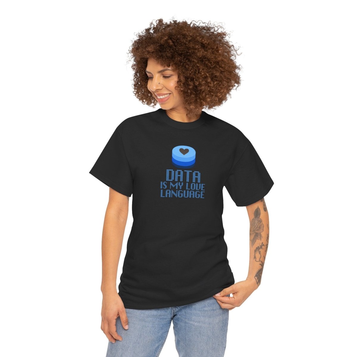 "Data is My Love Language" CW - 2 Casual Unisex Cotton T-Shirt, Tech Enthusiast Gift, Cute Data Lover Apparel, Geeky Gift for Him Her - AI Tee Hero