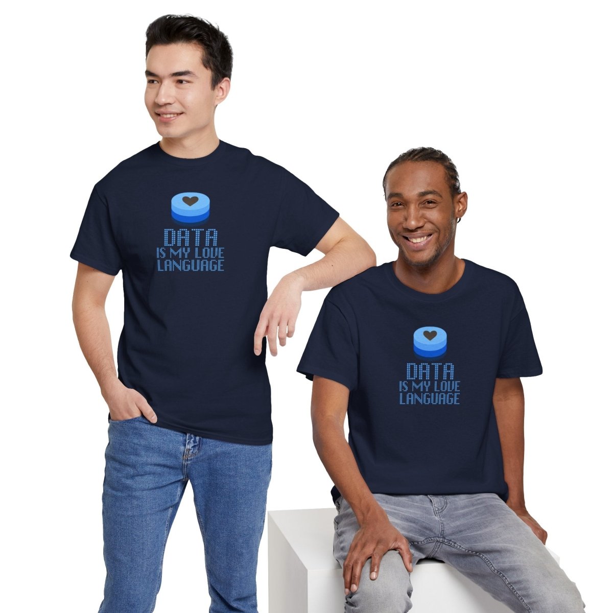 "Data is My Love Language" CW - 2 Casual Unisex Cotton T-Shirt, Tech Enthusiast Gift, Cute Data Lover Apparel, Geeky Gift for Him Her - AI Tee Hero