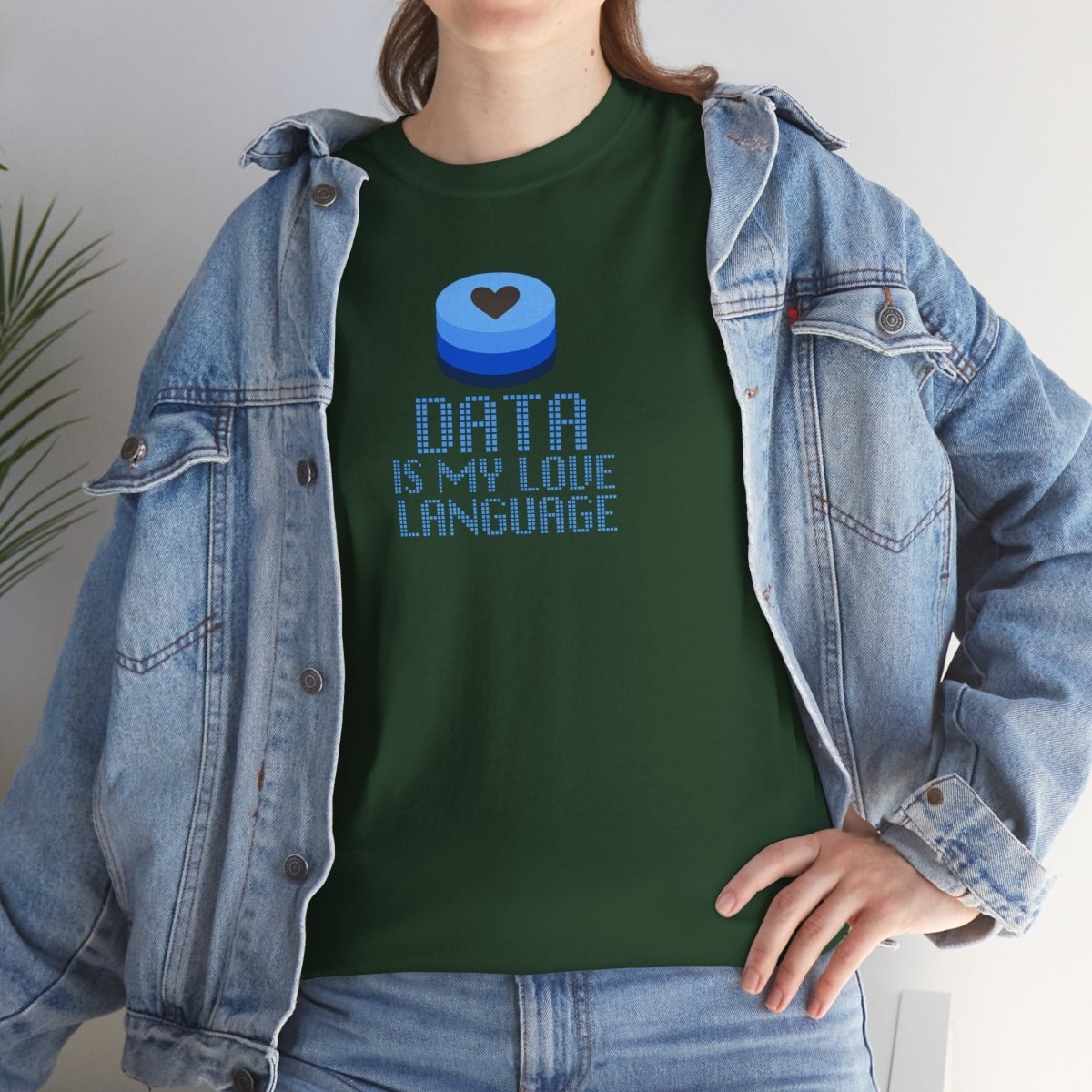 "Data is My Love Language" CW - 2 Casual Unisex Cotton T-Shirt, Tech Enthusiast Gift, Cute Data Lover Apparel, Geeky Gift for Him Her - AI Tee Hero