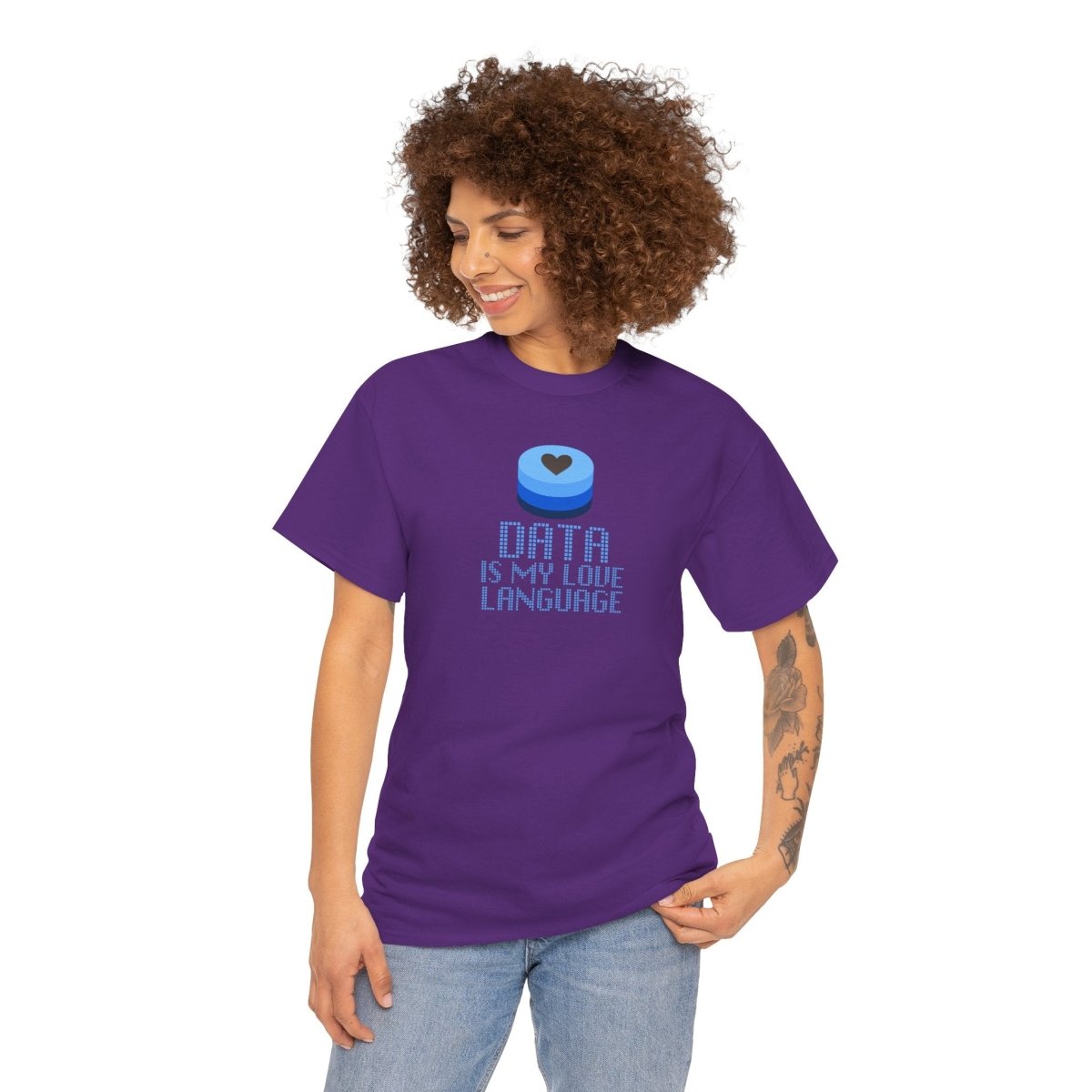 "Data is My Love Language" CW - 2 Casual Unisex Cotton T-Shirt, Tech Enthusiast Gift, Cute Data Lover Apparel, Geeky Gift for Him Her - AI Tee Hero
