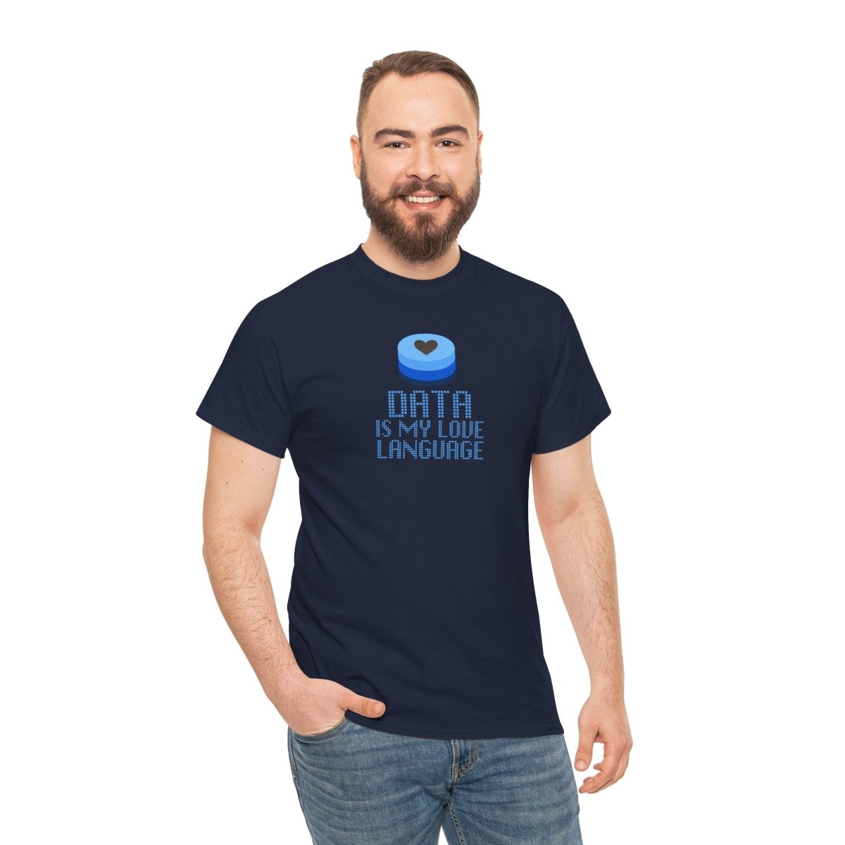 "Data is My Love Language" CW - 2 Casual Unisex Cotton T-Shirt, Tech Enthusiast Gift, Cute Data Lover Apparel, Geeky Gift for Him Her - AI Tee Hero