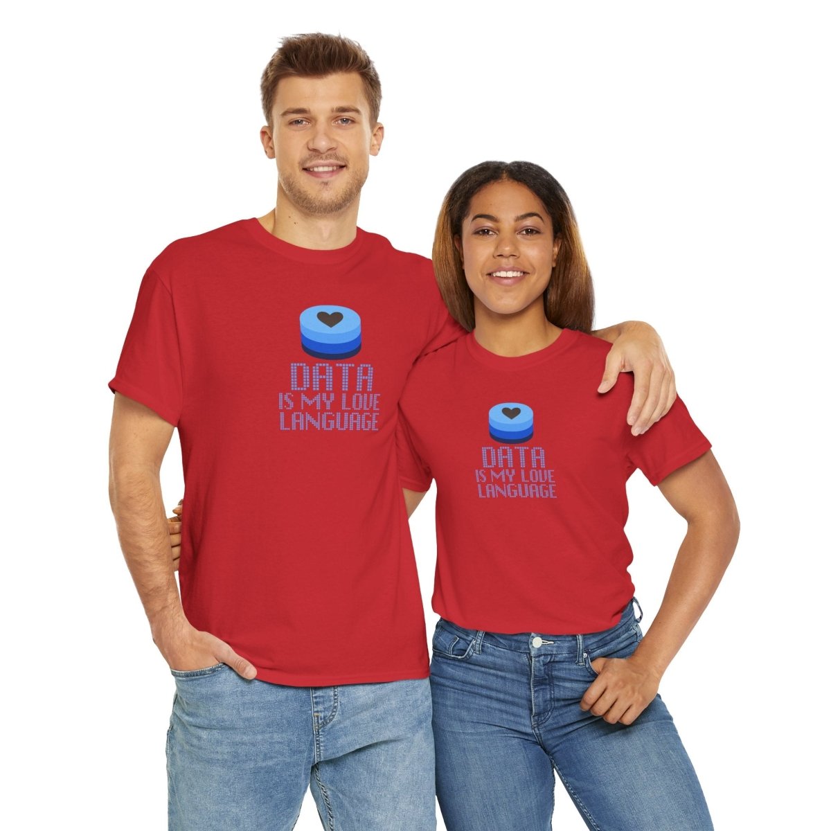 "Data is My Love Language" CW - 2 Casual Unisex Cotton T-Shirt, Tech Enthusiast Gift, Cute Data Lover Apparel, Geeky Gift for Him Her - AI Tee Hero