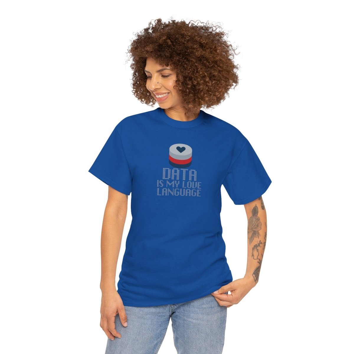 "Data is My Love Language" CW - 3 Casual Unisex Cotton T-Shirt, Tech Enthusiast Gift, Cute Data Lover Apparel, Geeky Gift for Him Her - AI Tee Hero