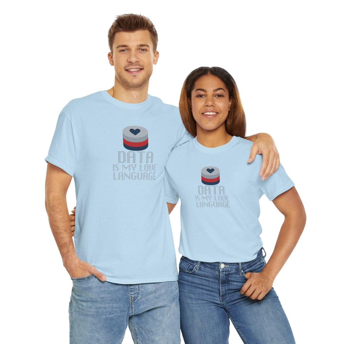 "Data is My Love Language" CW - 3 Casual Unisex Cotton T-Shirt, Tech Enthusiast Gift, Cute Data Lover Apparel, Geeky Gift for Him Her - AI Tee Hero