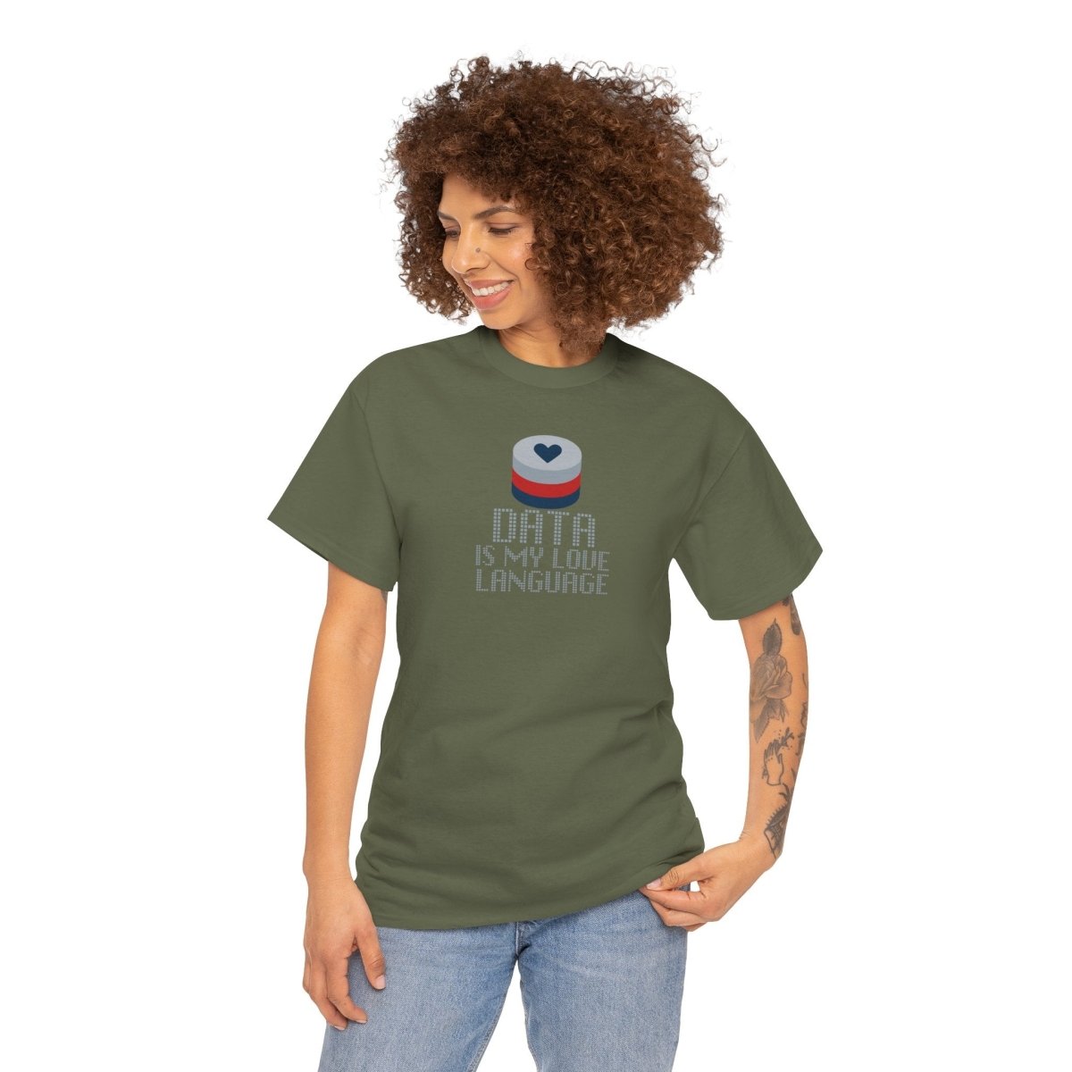 "Data is My Love Language" CW - 3 Casual Unisex Cotton T-Shirt, Tech Enthusiast Gift, Cute Data Lover Apparel, Geeky Gift for Him Her - AI Tee Hero