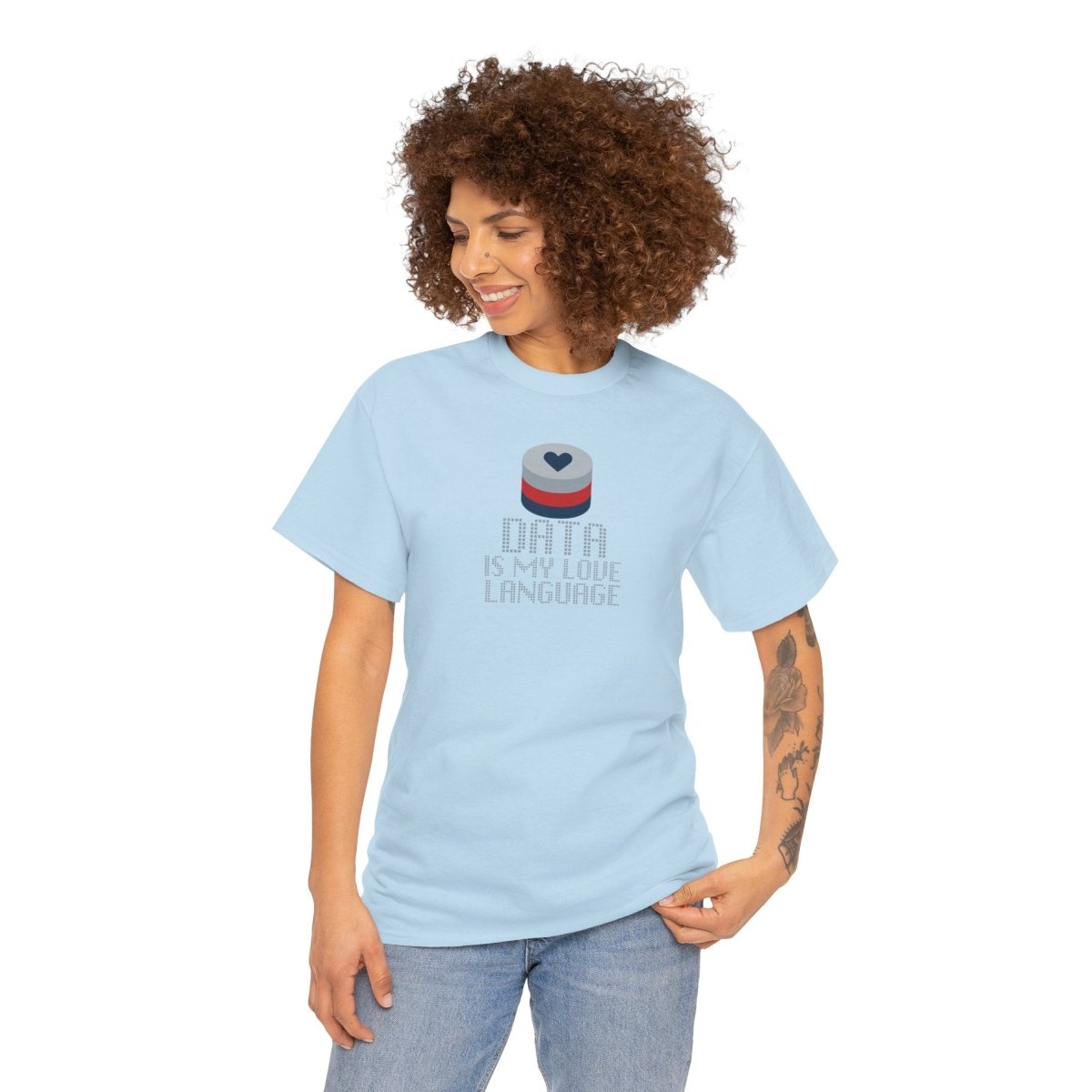 "Data is My Love Language" CW - 3 Casual Unisex Cotton T-Shirt, Tech Enthusiast Gift, Cute Data Lover Apparel, Geeky Gift for Him Her - AI Tee Hero