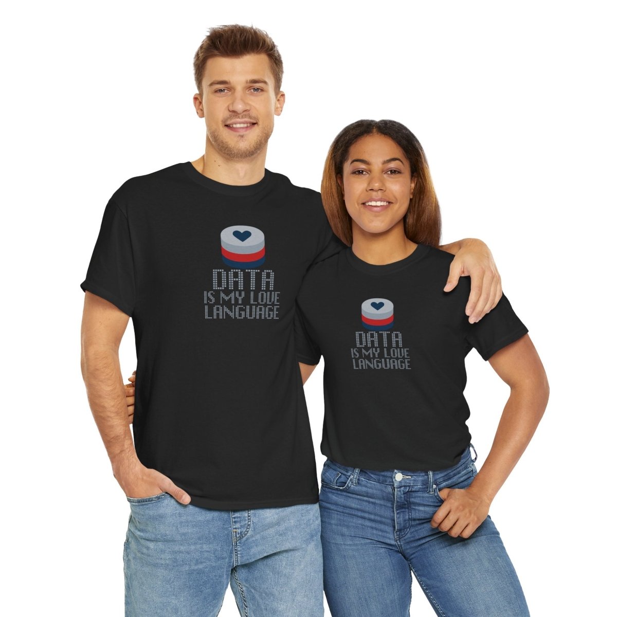 "Data is My Love Language" CW - 3 Casual Unisex Cotton T-Shirt, Tech Enthusiast Gift, Cute Data Lover Apparel, Geeky Gift for Him Her - AI Tee Hero