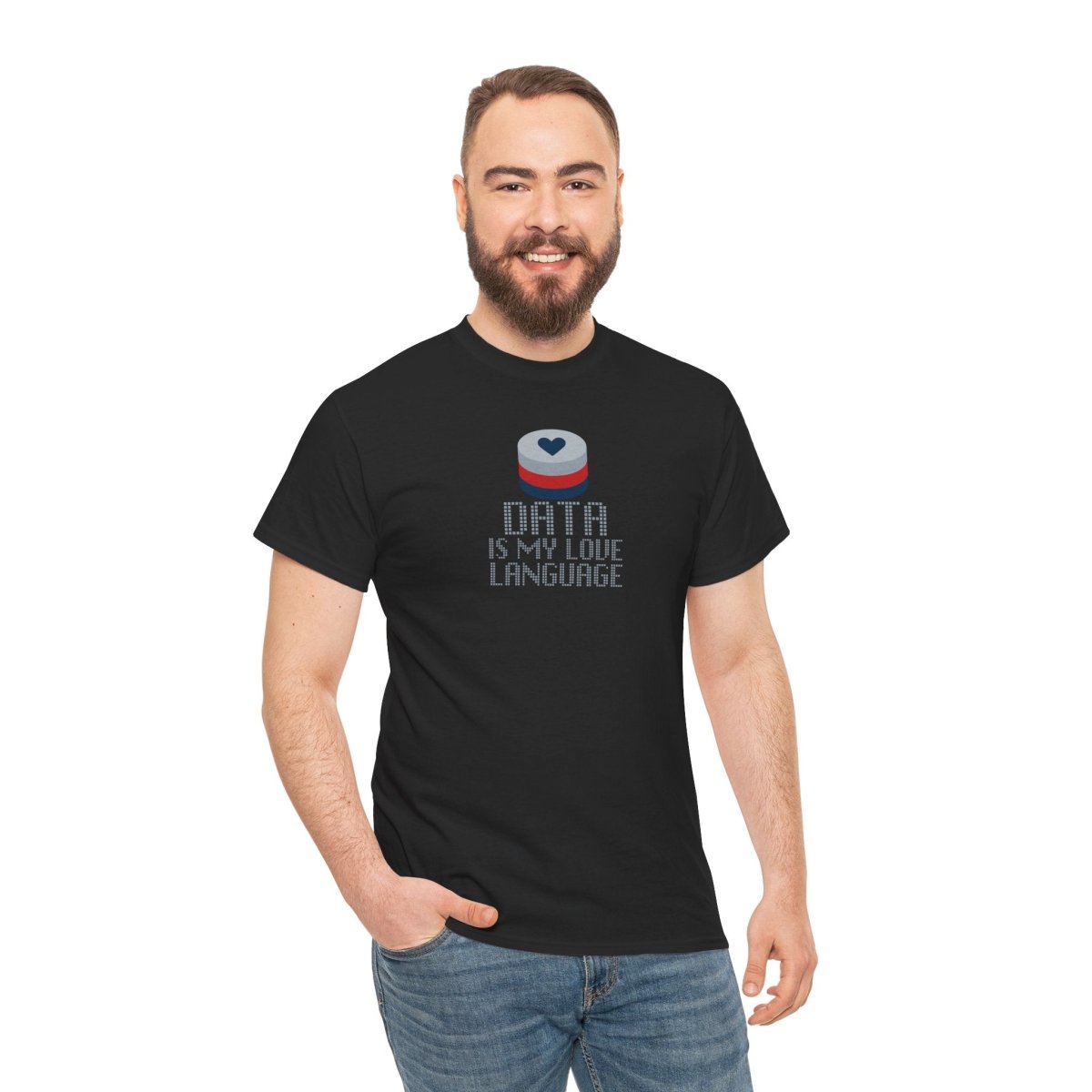 "Data is My Love Language" CW - 3 Casual Unisex Cotton T-Shirt, Tech Enthusiast Gift, Cute Data Lover Apparel, Geeky Gift for Him Her - AI Tee Hero