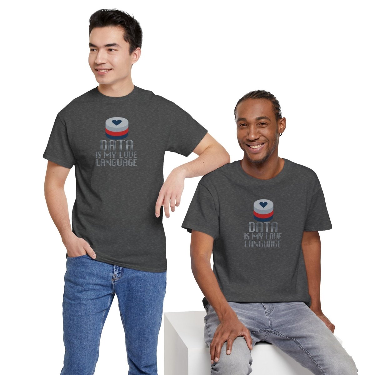 "Data is My Love Language" CW - 3 Casual Unisex Cotton T-Shirt, Tech Enthusiast Gift, Cute Data Lover Apparel, Geeky Gift for Him Her - AI Tee Hero