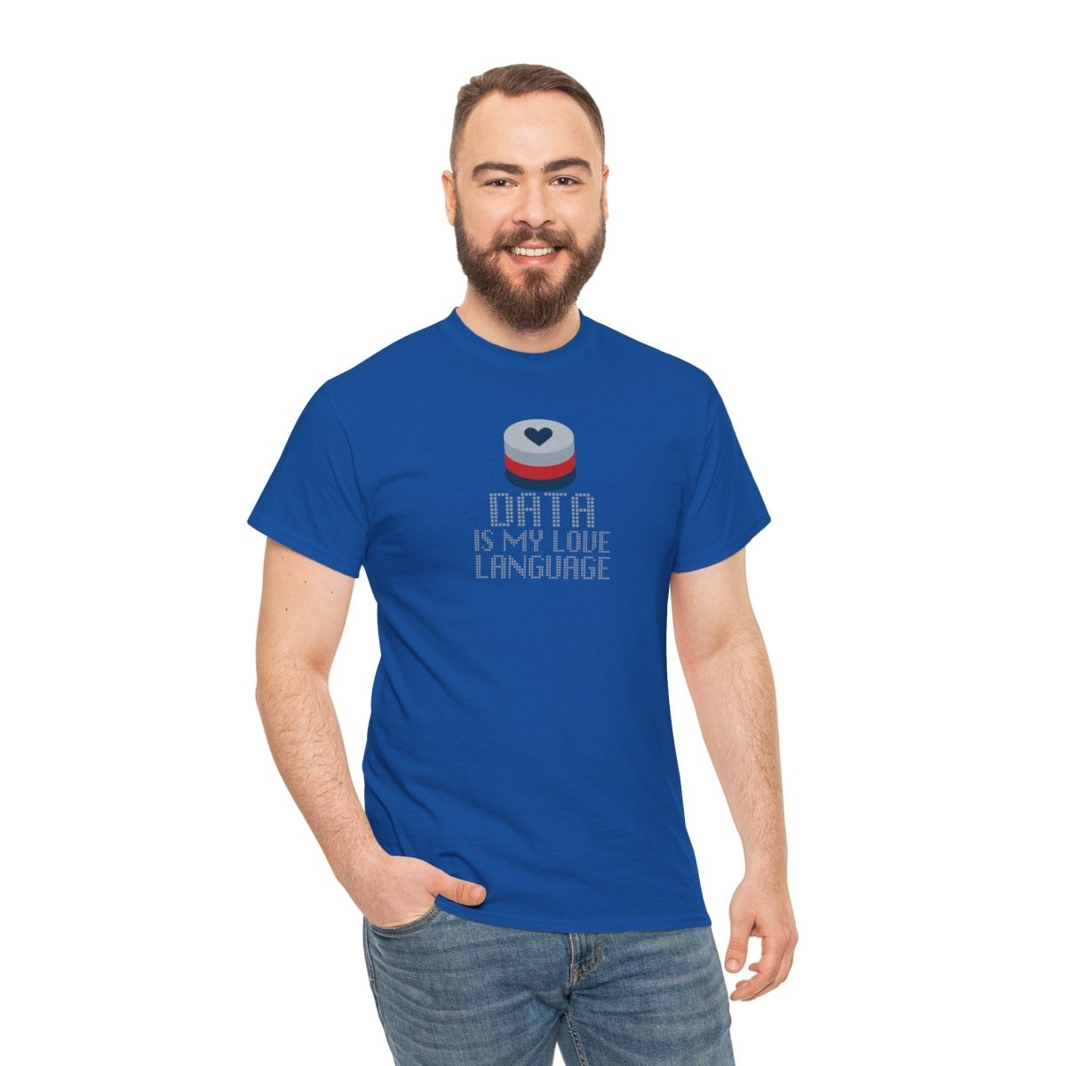 "Data is My Love Language" CW - 3 Casual Unisex Cotton T-Shirt, Tech Enthusiast Gift, Cute Data Lover Apparel, Geeky Gift for Him Her - AI Tee Hero