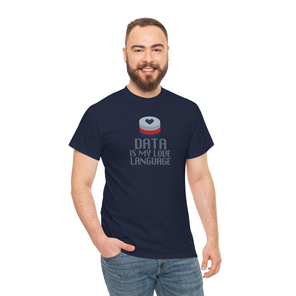 "Data is My Love Language" CW - 3 Casual Unisex Cotton T-Shirt, Tech Enthusiast Gift, Cute Data Lover Apparel, Geeky Gift for Him Her - AI Tee Hero