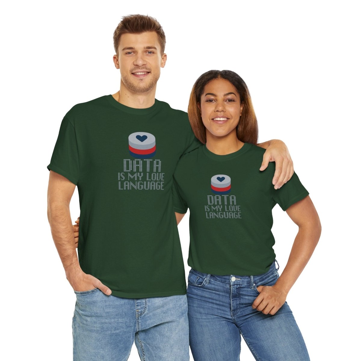 "Data is My Love Language" CW - 3 Casual Unisex Cotton T-Shirt, Tech Enthusiast Gift, Cute Data Lover Apparel, Geeky Gift for Him Her - AI Tee Hero