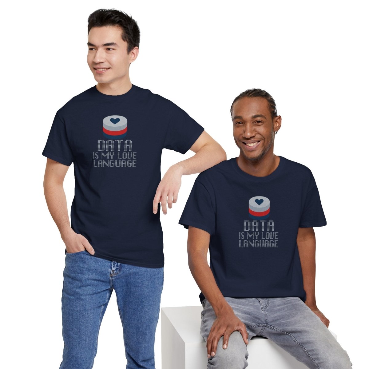 "Data is My Love Language" CW - 3 Casual Unisex Cotton T-Shirt, Tech Enthusiast Gift, Cute Data Lover Apparel, Geeky Gift for Him Her - AI Tee Hero