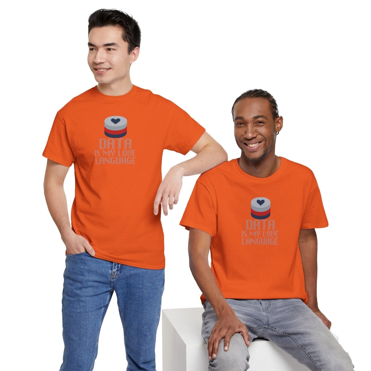 "Data is My Love Language" CW - 3 Casual Unisex Cotton T-Shirt, Tech Enthusiast Gift, Cute Data Lover Apparel, Geeky Gift for Him Her - AI Tee Hero