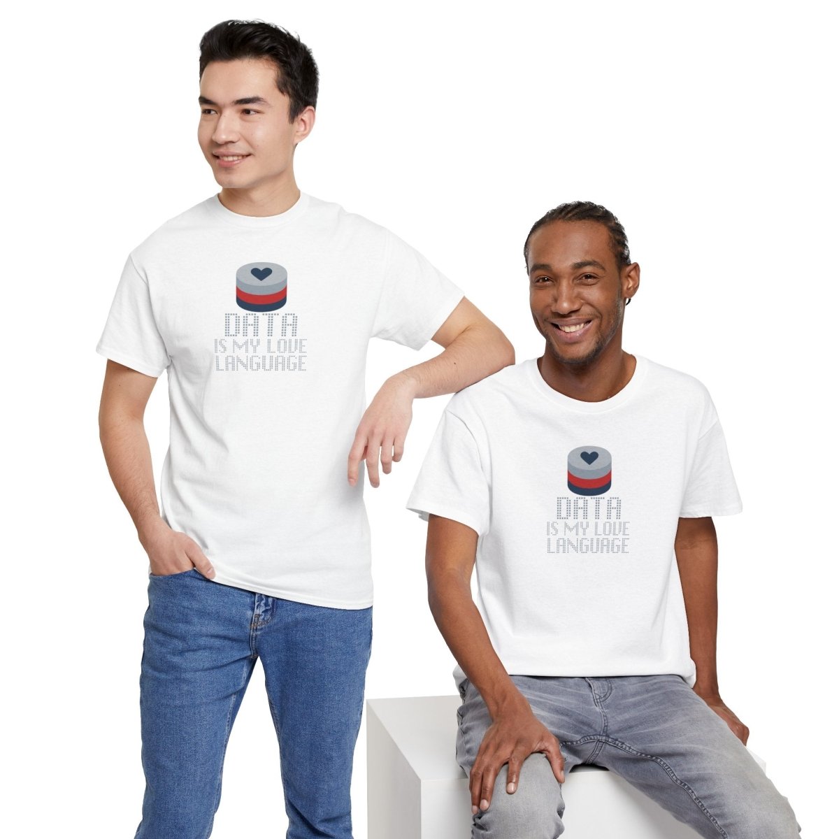 "Data is My Love Language" CW - 3 Casual Unisex Cotton T-Shirt, Tech Enthusiast Gift, Cute Data Lover Apparel, Geeky Gift for Him Her - AI Tee Hero