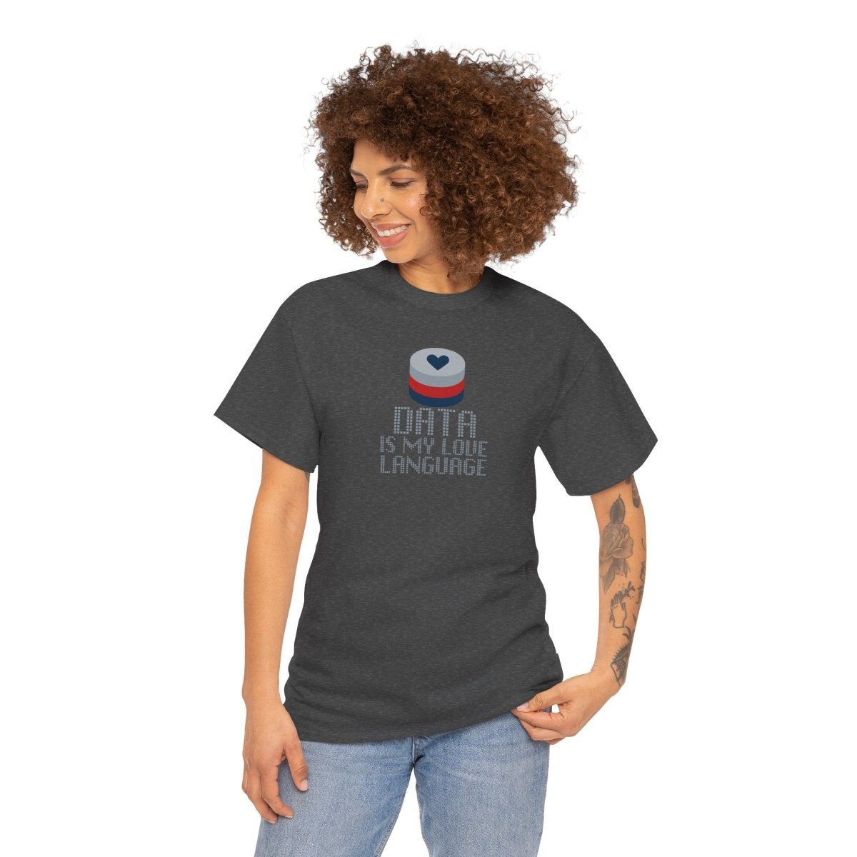 "Data is My Love Language" CW - 3 Casual Unisex Cotton T-Shirt, Tech Enthusiast Gift, Cute Data Lover Apparel, Geeky Gift for Him Her - AI Tee Hero