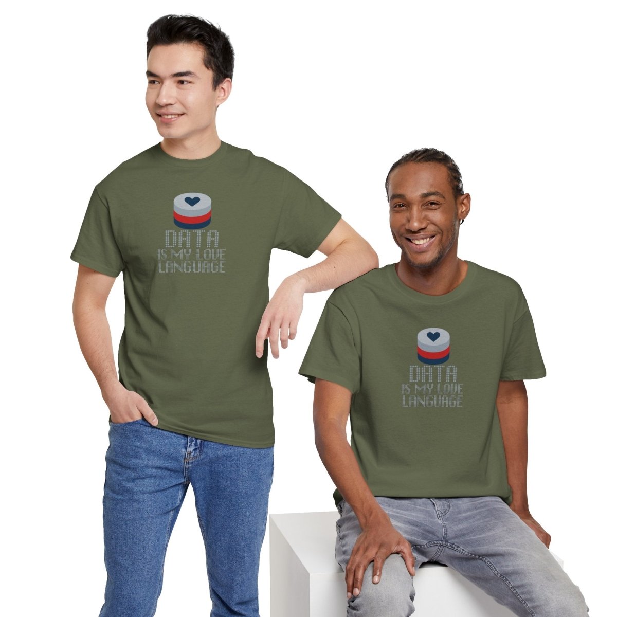 "Data is My Love Language" CW - 3 Casual Unisex Cotton T-Shirt, Tech Enthusiast Gift, Cute Data Lover Apparel, Geeky Gift for Him Her - AI Tee Hero