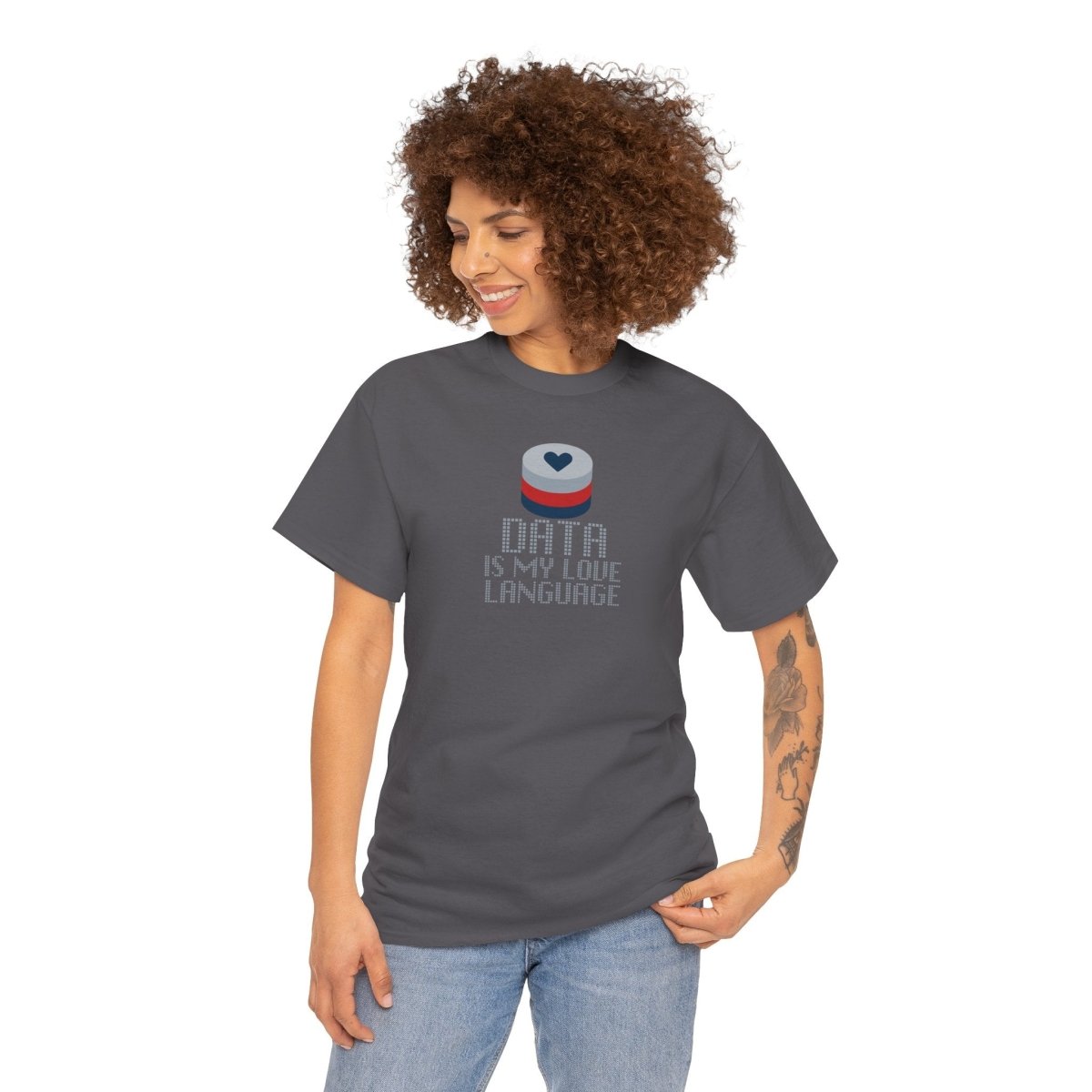 "Data is My Love Language" CW - 3 Casual Unisex Cotton T-Shirt, Tech Enthusiast Gift, Cute Data Lover Apparel, Geeky Gift for Him Her - AI Tee Hero