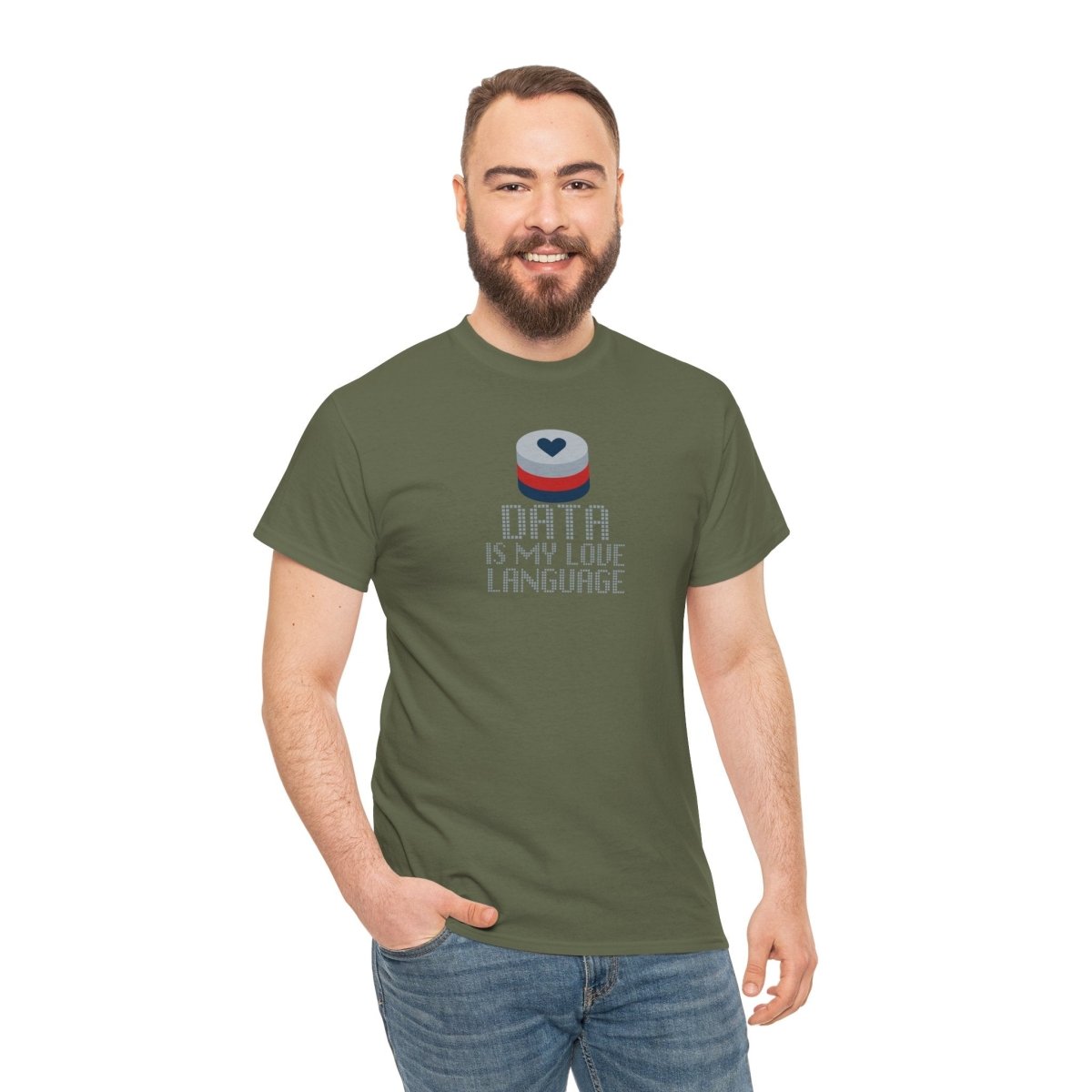 "Data is My Love Language" CW - 3 Casual Unisex Cotton T-Shirt, Tech Enthusiast Gift, Cute Data Lover Apparel, Geeky Gift for Him Her - AI Tee Hero