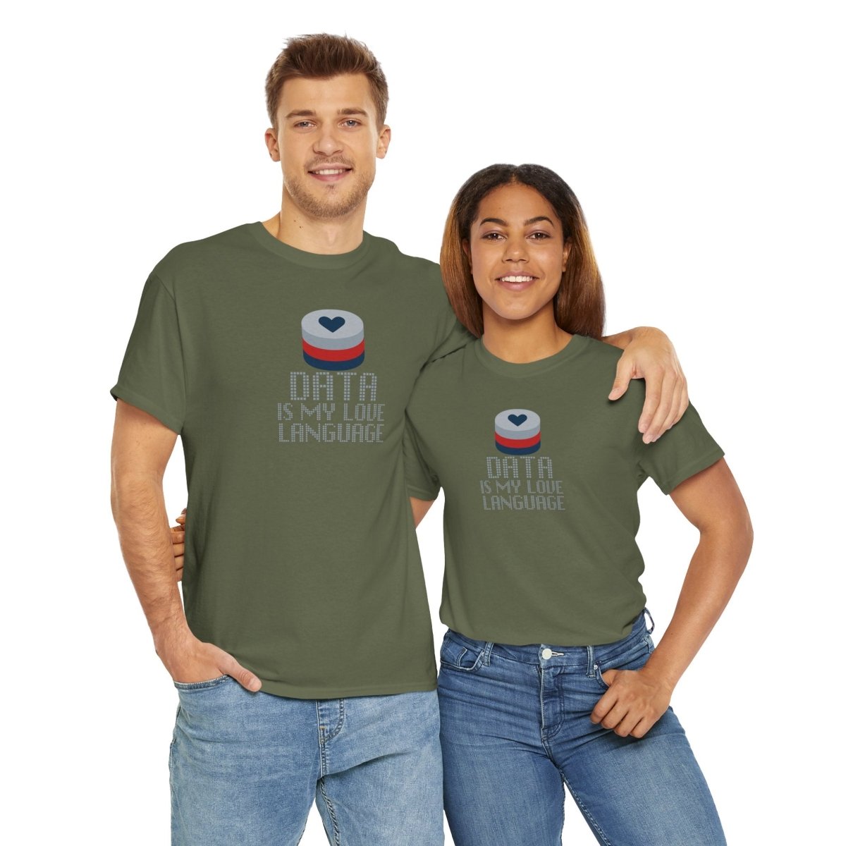 "Data is My Love Language" CW - 3 Casual Unisex Cotton T-Shirt, Tech Enthusiast Gift, Cute Data Lover Apparel, Geeky Gift for Him Her - AI Tee Hero
