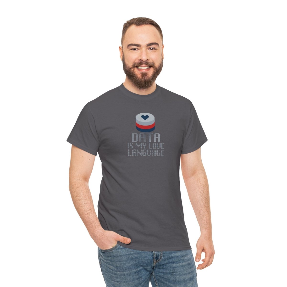 "Data is My Love Language" CW - 3 Casual Unisex Cotton T-Shirt, Tech Enthusiast Gift, Cute Data Lover Apparel, Geeky Gift for Him Her - AI Tee Hero