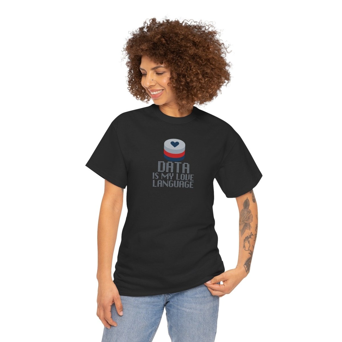 "Data is My Love Language" CW - 3 Casual Unisex Cotton T-Shirt, Tech Enthusiast Gift, Cute Data Lover Apparel, Geeky Gift for Him Her - AI Tee Hero