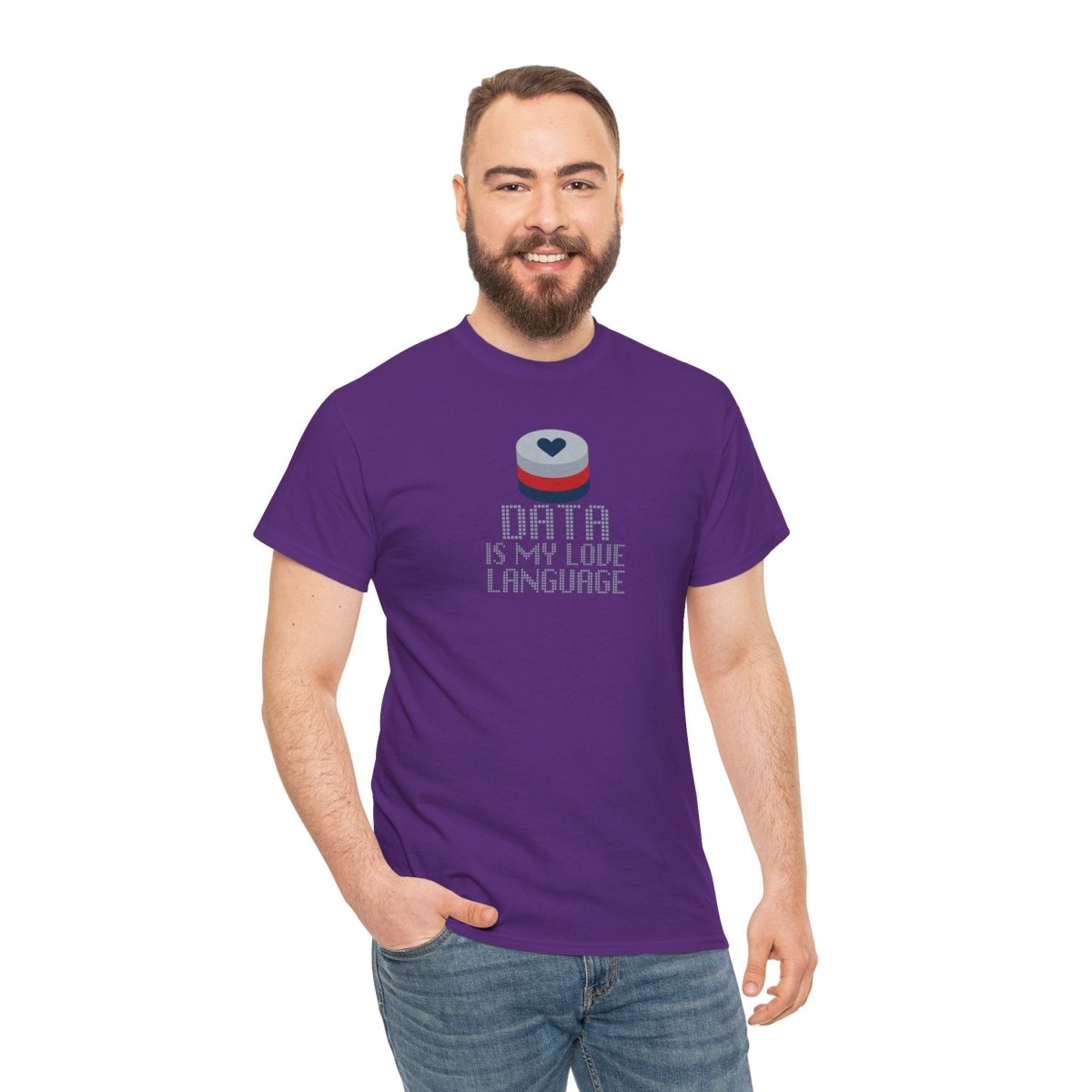 "Data is My Love Language" CW - 3 Casual Unisex Cotton T-Shirt, Tech Enthusiast Gift, Cute Data Lover Apparel, Geeky Gift for Him Her - AI Tee Hero