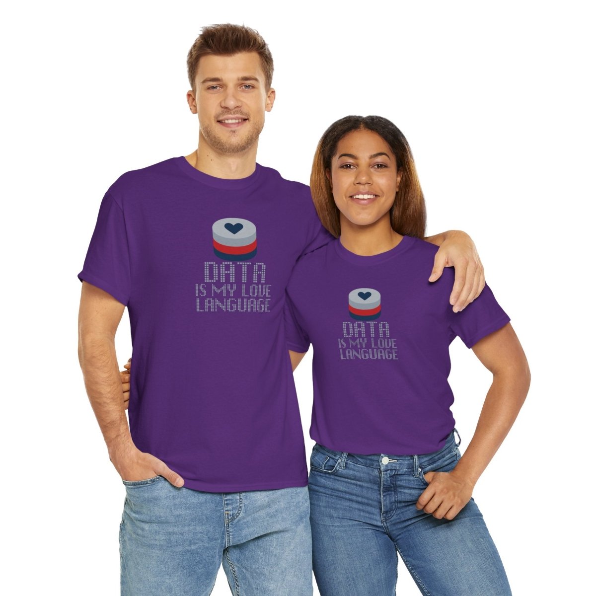 "Data is My Love Language" CW - 3 Casual Unisex Cotton T-Shirt, Tech Enthusiast Gift, Cute Data Lover Apparel, Geeky Gift for Him Her - AI Tee Hero