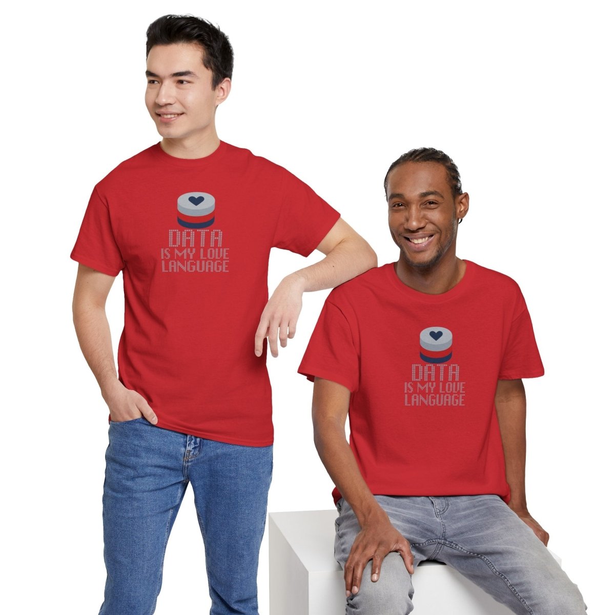 "Data is My Love Language" CW - 3 Casual Unisex Cotton T-Shirt, Tech Enthusiast Gift, Cute Data Lover Apparel, Geeky Gift for Him Her - AI Tee Hero