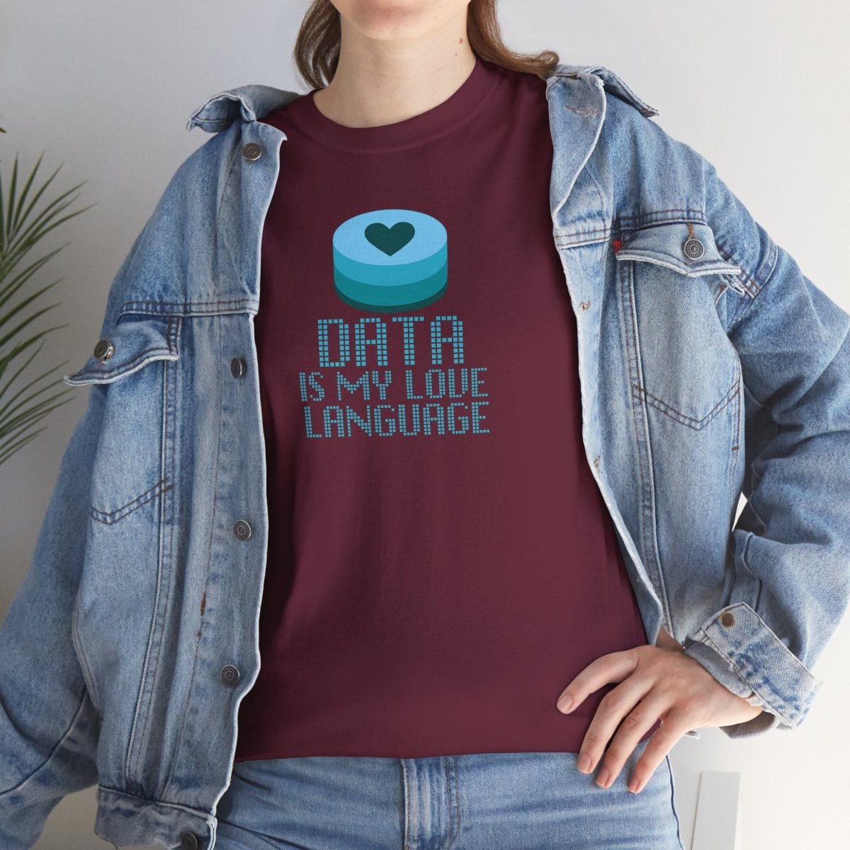 "Data is My Love Language" CW - 4 Casual Unisex Cotton T-Shirt, Tech Enthusiast Gift, Cute Data Lover Apparel, Geeky Gift for Him Her - AI Tee Hero
