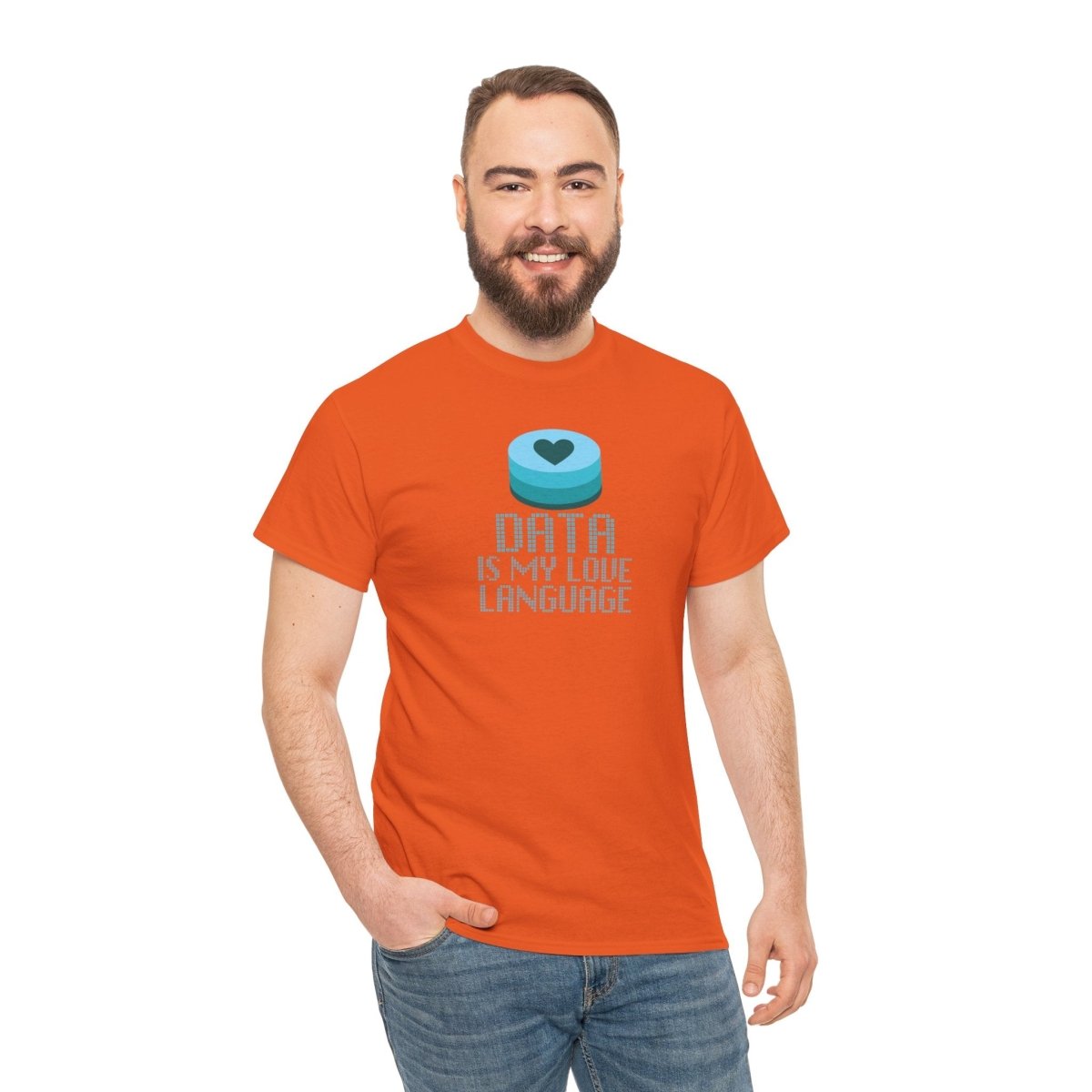 "Data is My Love Language" CW - 4 Casual Unisex Cotton T-Shirt, Tech Enthusiast Gift, Cute Data Lover Apparel, Geeky Gift for Him Her - AI Tee Hero