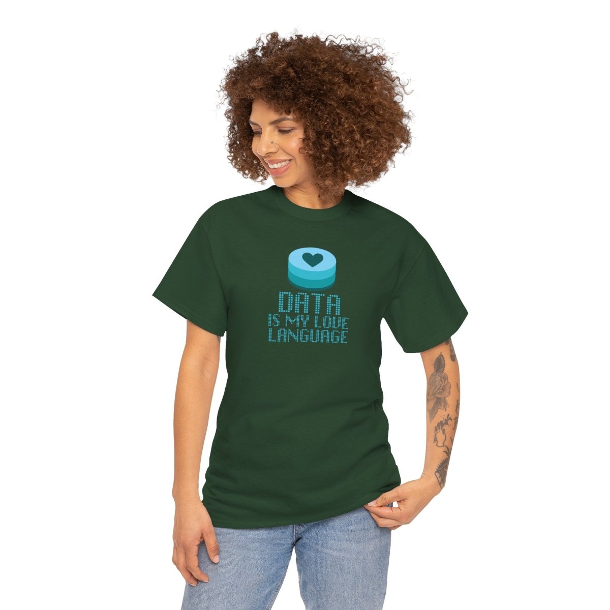 "Data is My Love Language" CW - 4 Casual Unisex Cotton T-Shirt, Tech Enthusiast Gift, Cute Data Lover Apparel, Geeky Gift for Him Her - AI Tee Hero