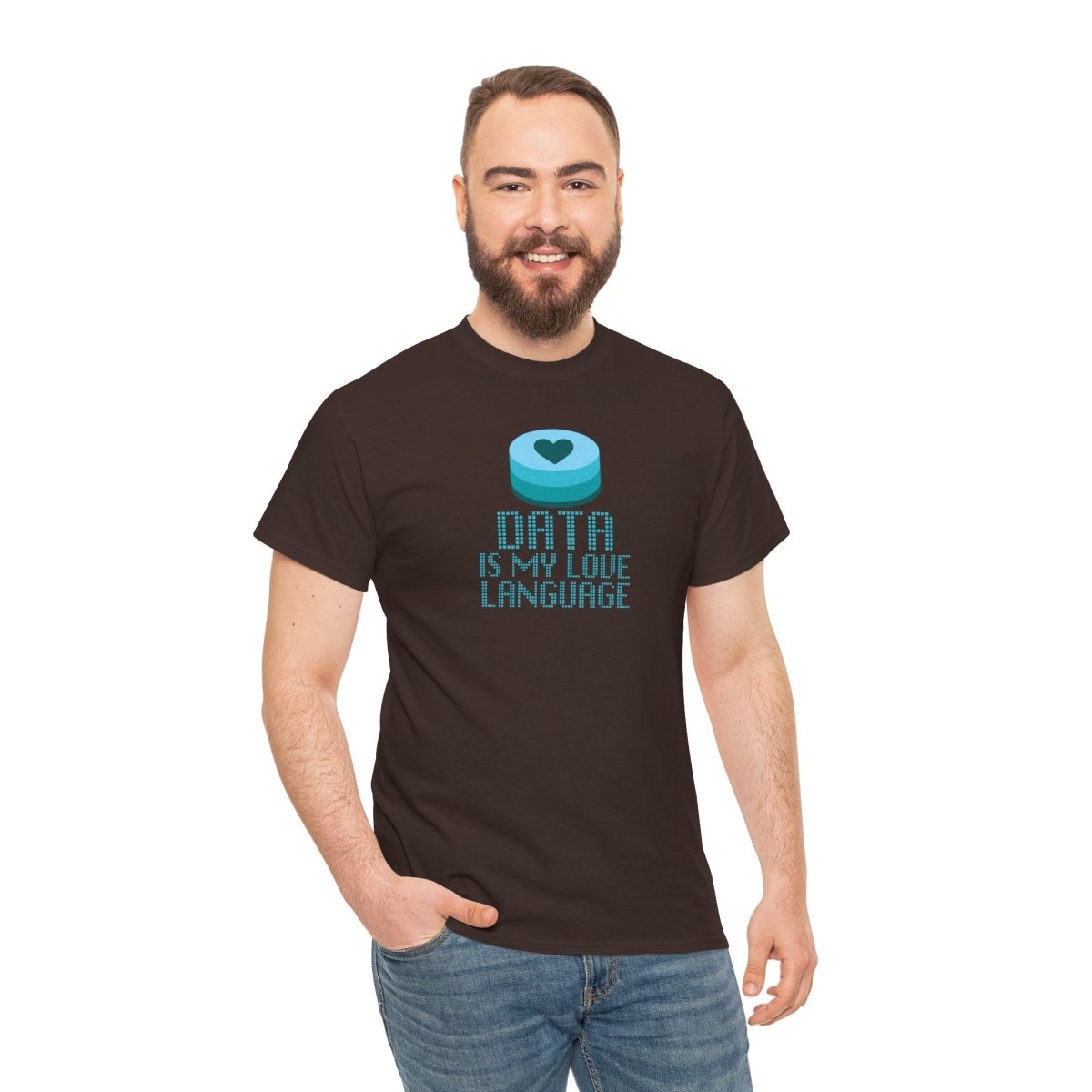 "Data is My Love Language" CW - 4 Casual Unisex Cotton T-Shirt, Tech Enthusiast Gift, Cute Data Lover Apparel, Geeky Gift for Him Her - AI Tee Hero