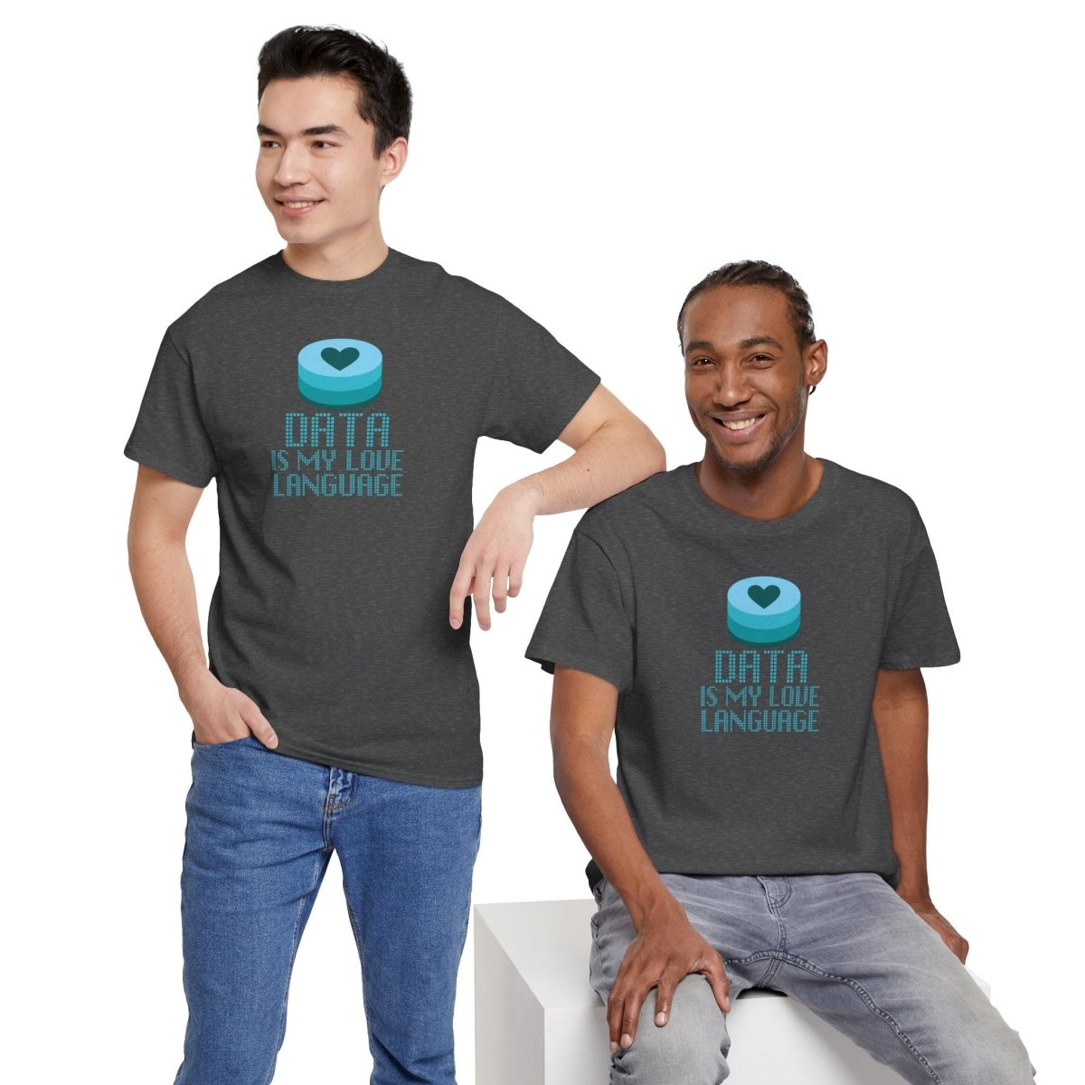"Data is My Love Language" CW - 4 Casual Unisex Cotton T-Shirt, Tech Enthusiast Gift, Cute Data Lover Apparel, Geeky Gift for Him Her - AI Tee Hero