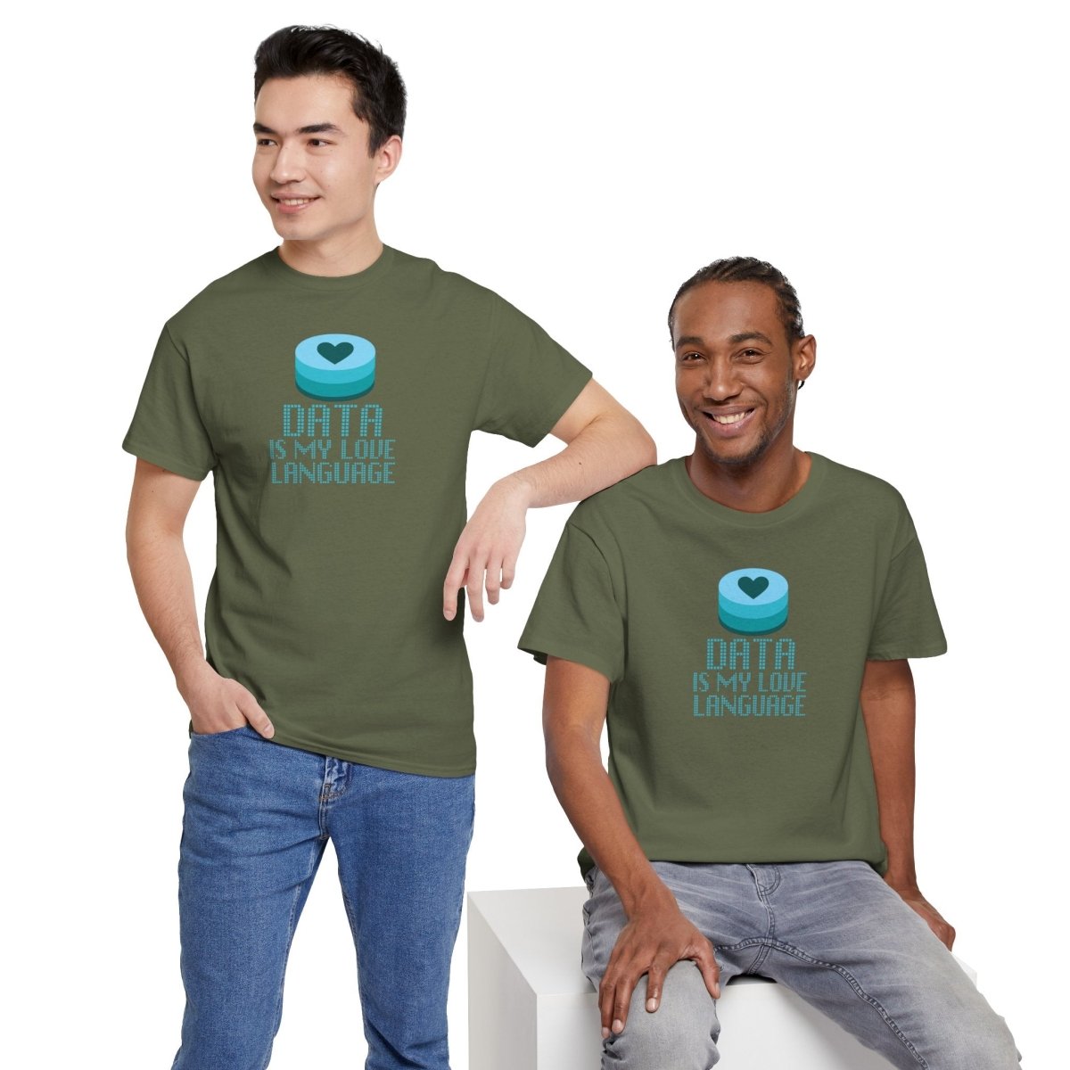 "Data is My Love Language" CW - 4 Casual Unisex Cotton T-Shirt, Tech Enthusiast Gift, Cute Data Lover Apparel, Geeky Gift for Him Her - AI Tee Hero