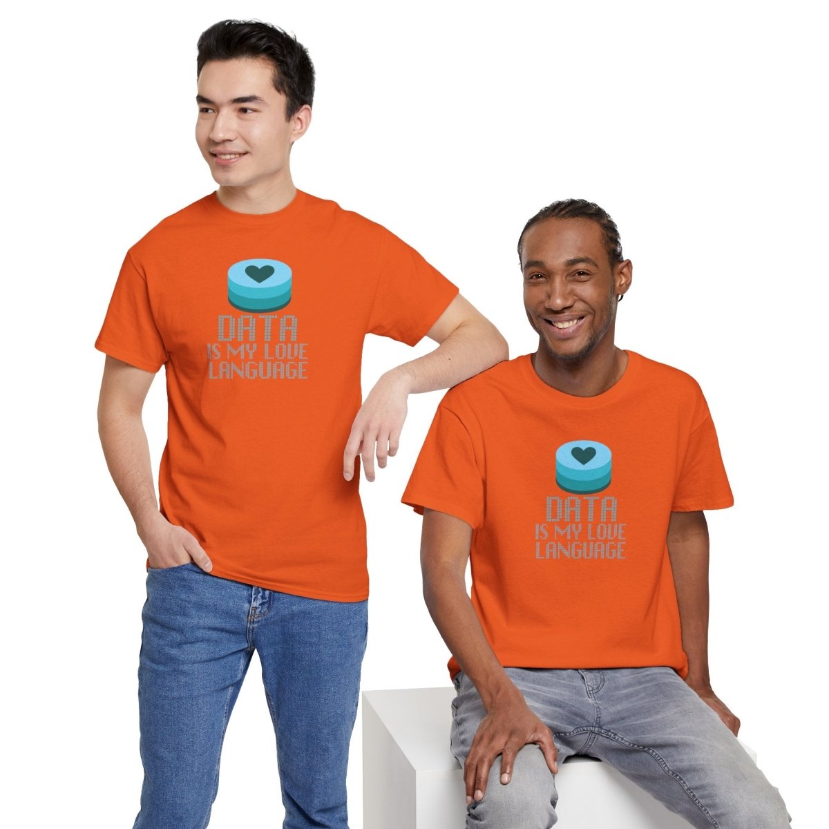 "Data is My Love Language" CW - 4 Casual Unisex Cotton T-Shirt, Tech Enthusiast Gift, Cute Data Lover Apparel, Geeky Gift for Him Her - AI Tee Hero