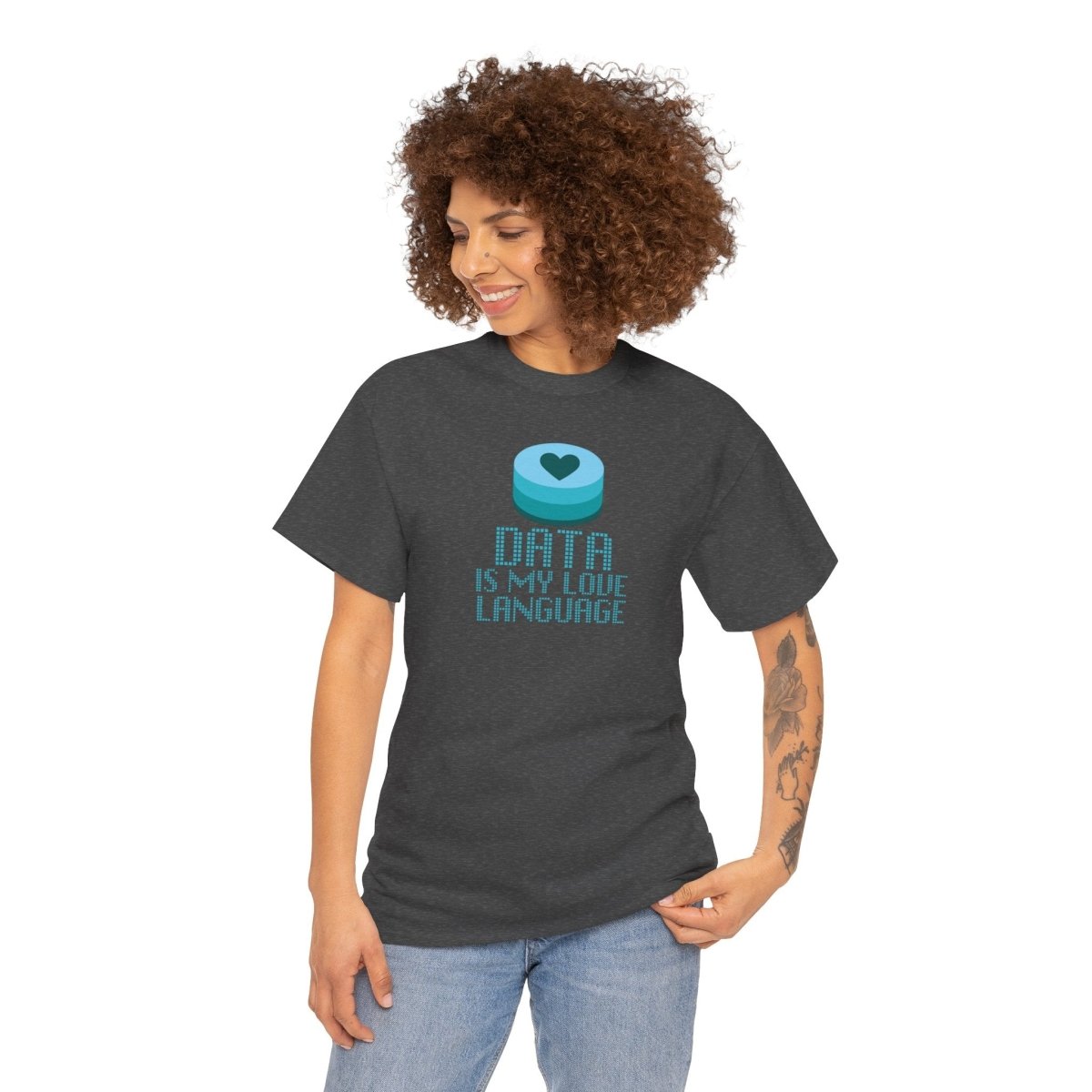 "Data is My Love Language" CW - 4 Casual Unisex Cotton T-Shirt, Tech Enthusiast Gift, Cute Data Lover Apparel, Geeky Gift for Him Her - AI Tee Hero