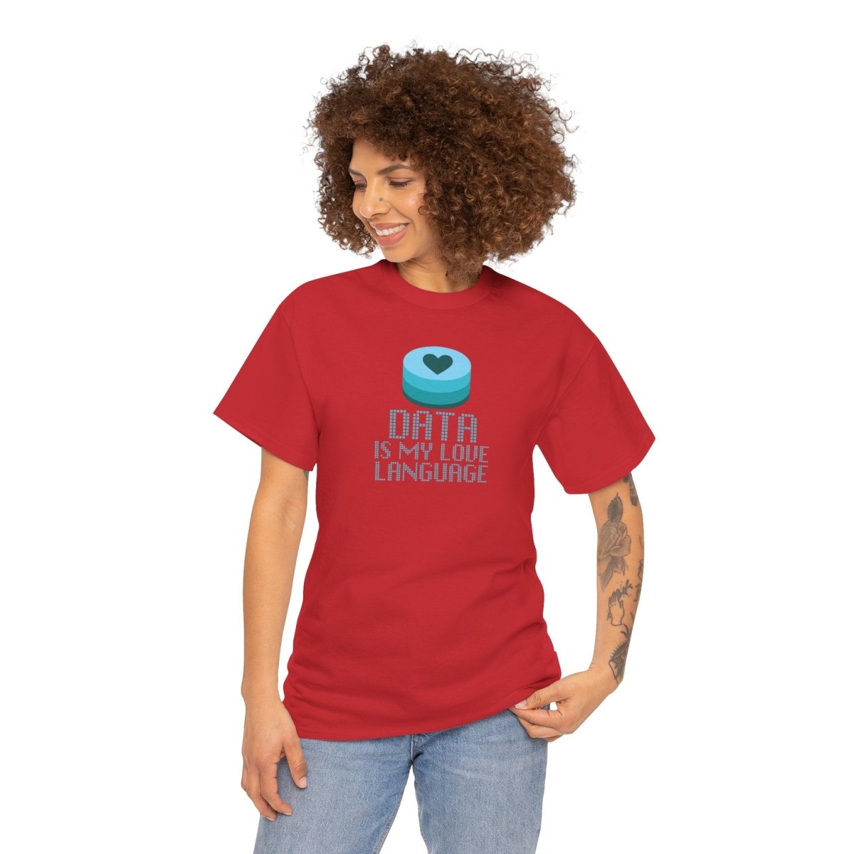 "Data is My Love Language" CW - 4 Casual Unisex Cotton T-Shirt, Tech Enthusiast Gift, Cute Data Lover Apparel, Geeky Gift for Him Her - AI Tee Hero