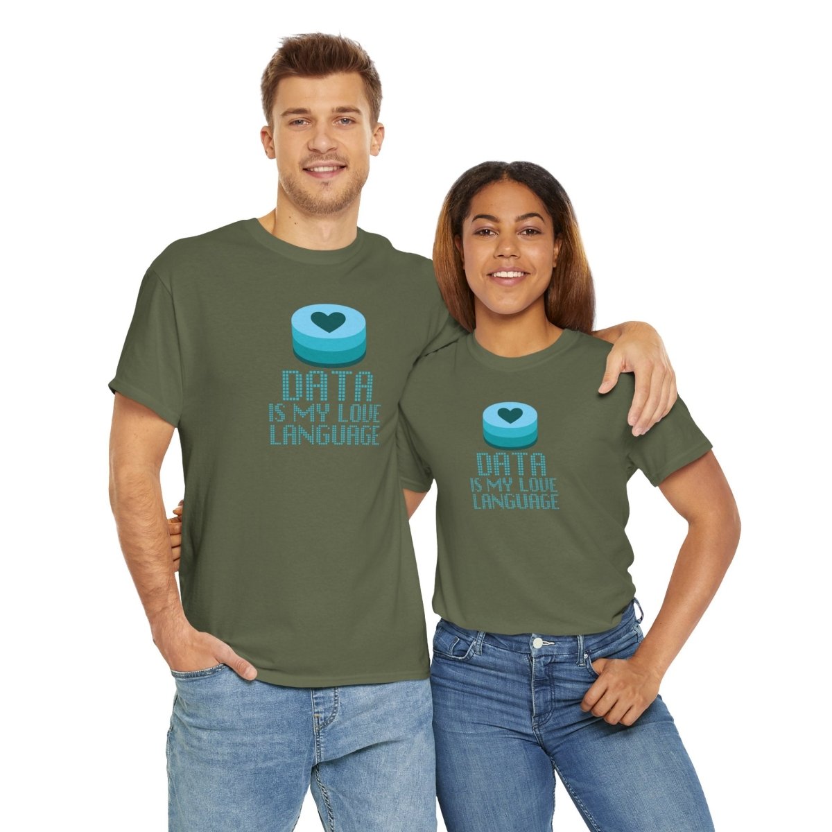 "Data is My Love Language" CW - 4 Casual Unisex Cotton T-Shirt, Tech Enthusiast Gift, Cute Data Lover Apparel, Geeky Gift for Him Her - AI Tee Hero