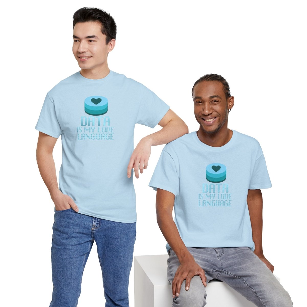 "Data is My Love Language" CW - 4 Casual Unisex Cotton T-Shirt, Tech Enthusiast Gift, Cute Data Lover Apparel, Geeky Gift for Him Her - AI Tee Hero