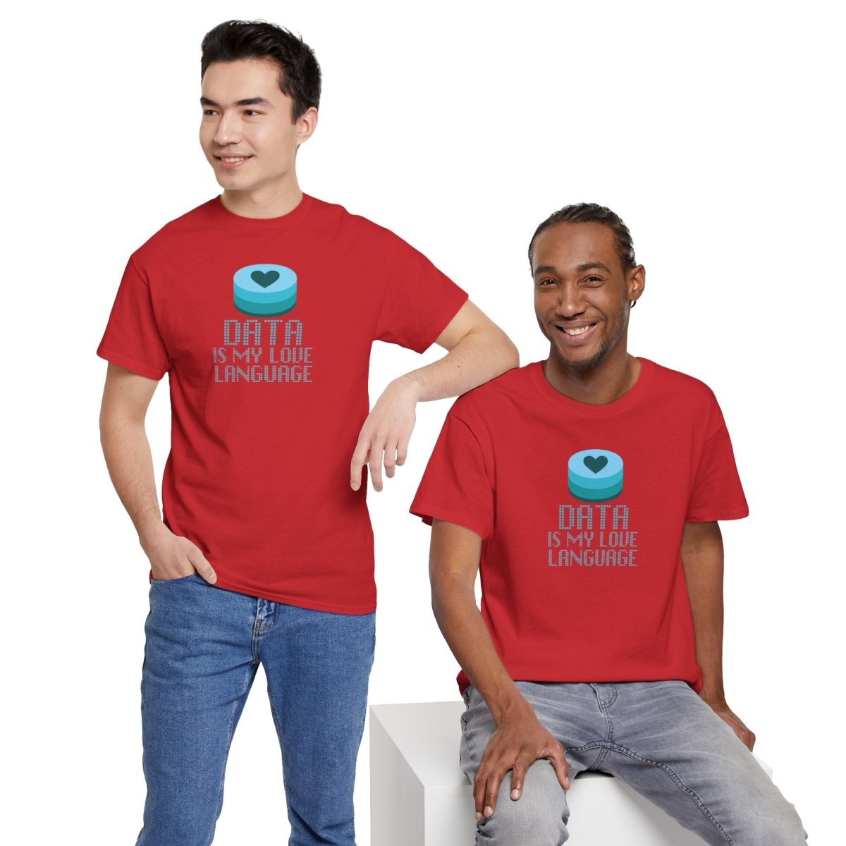 "Data is My Love Language" CW - 4 Casual Unisex Cotton T-Shirt, Tech Enthusiast Gift, Cute Data Lover Apparel, Geeky Gift for Him Her - AI Tee Hero